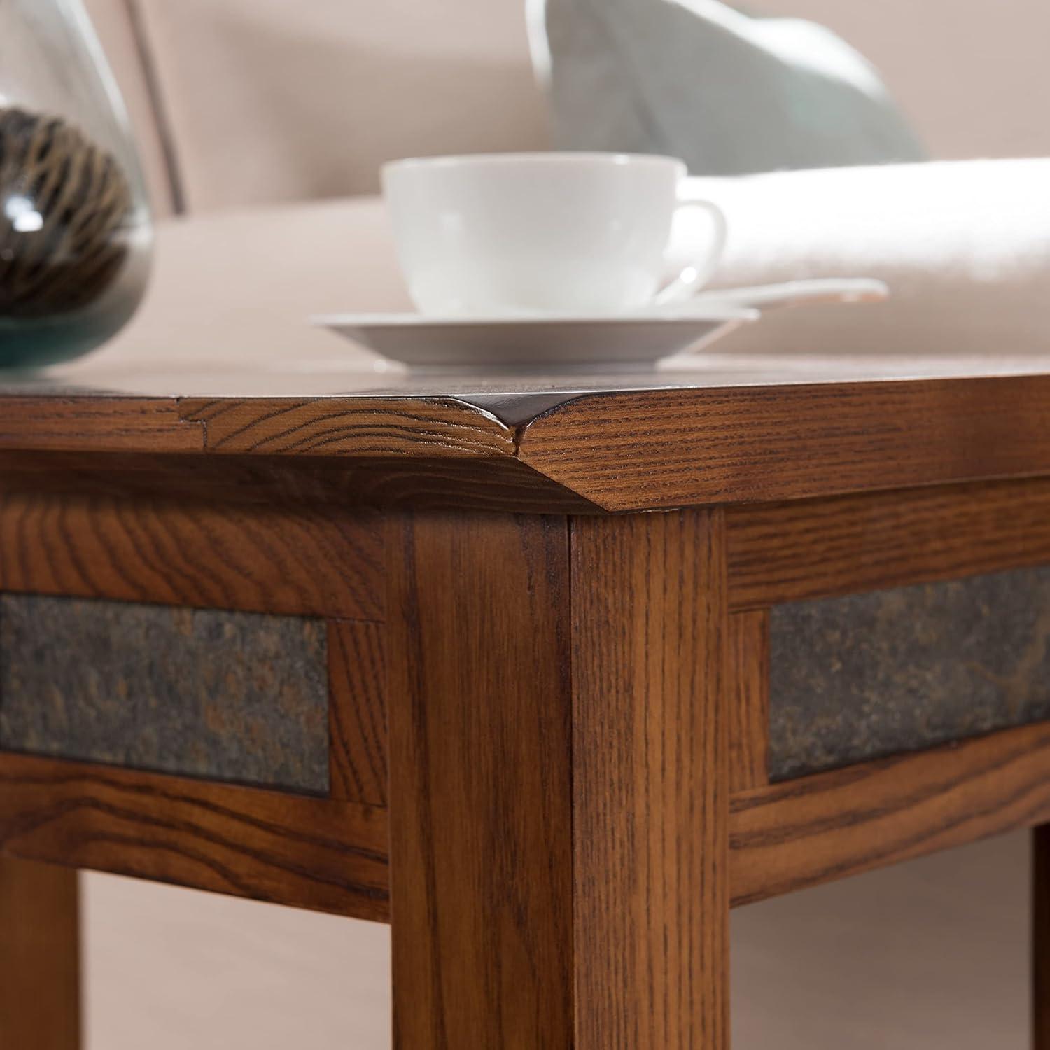 image:imageLeick Home 11407 Empiria One Drawer Side Table Walnut and Foundry BronzeRustic Oak