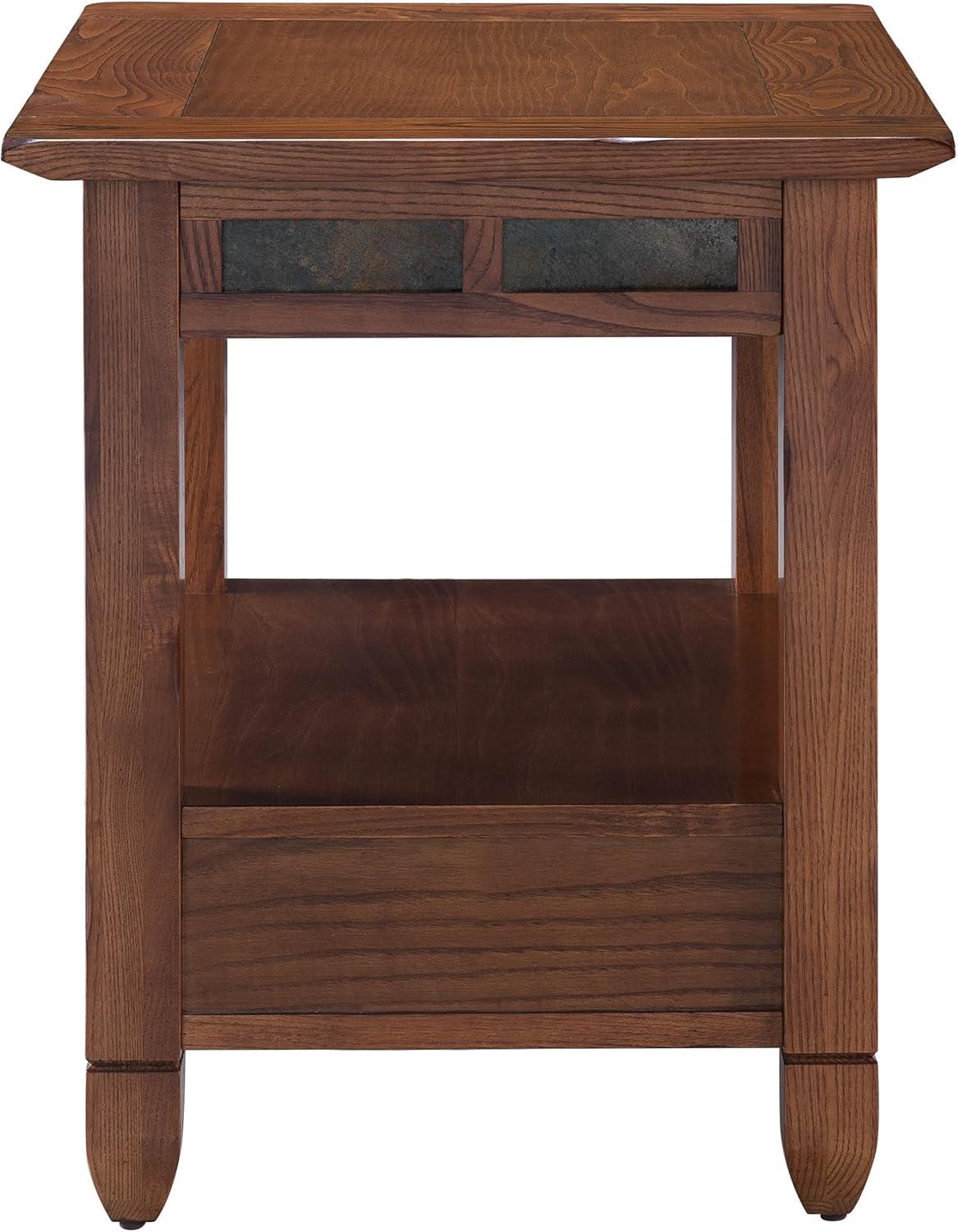 image:imageLeick Home 11407 Empiria One Drawer Side Table Walnut and Foundry BronzeRustic Oak