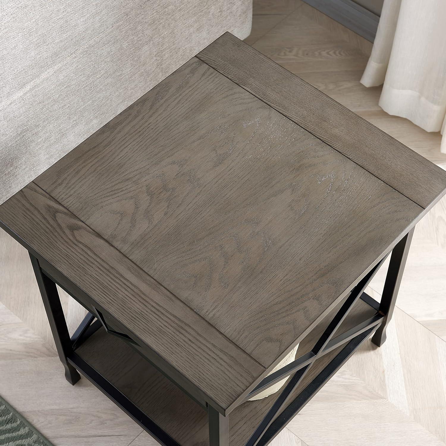 image:imageLeick Home 11407 Empiria One Drawer Side Table Walnut and Foundry BronzeSmoke Gray