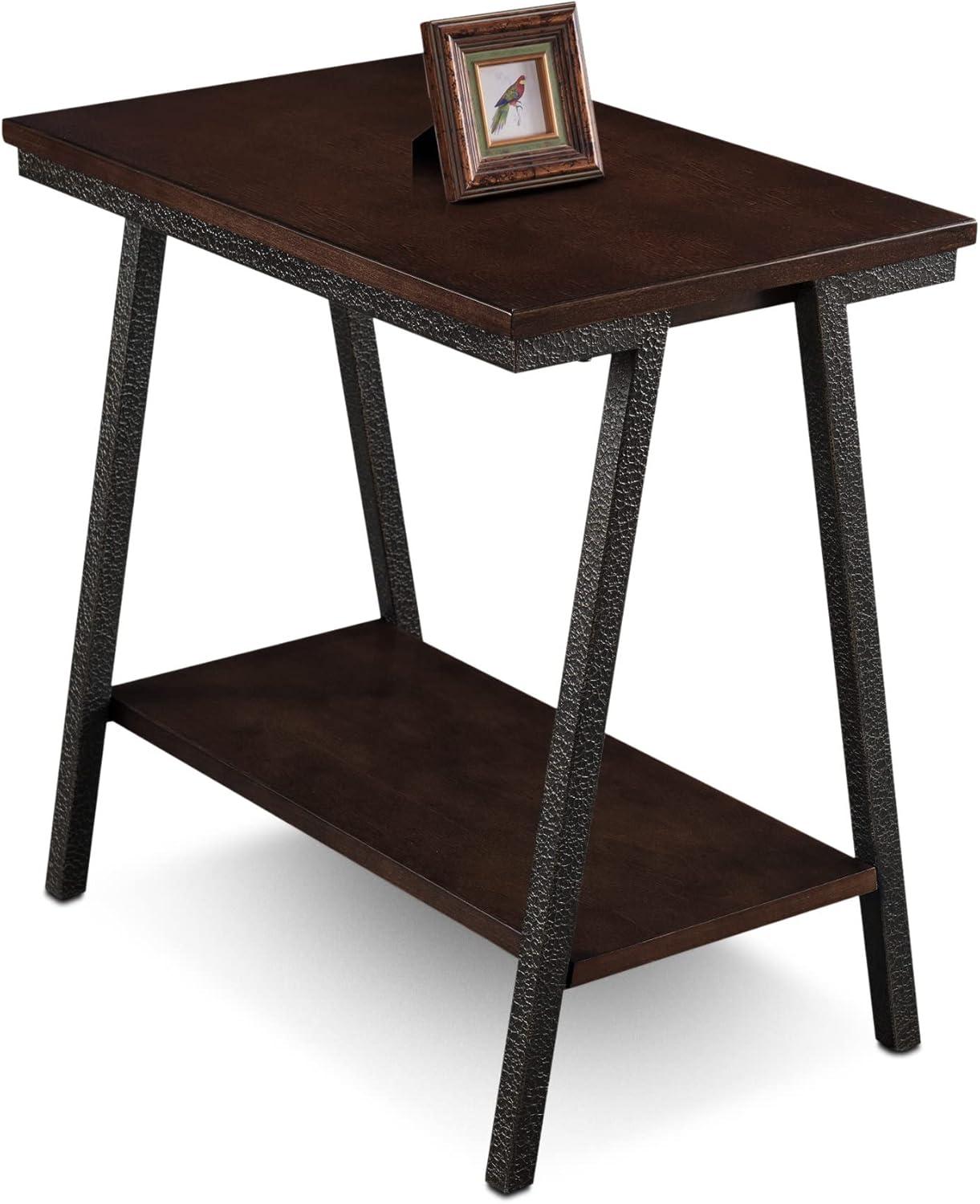 image:imageLeick Home 11407 Empiria One Drawer Side Table Walnut and Foundry BronzeWalnut