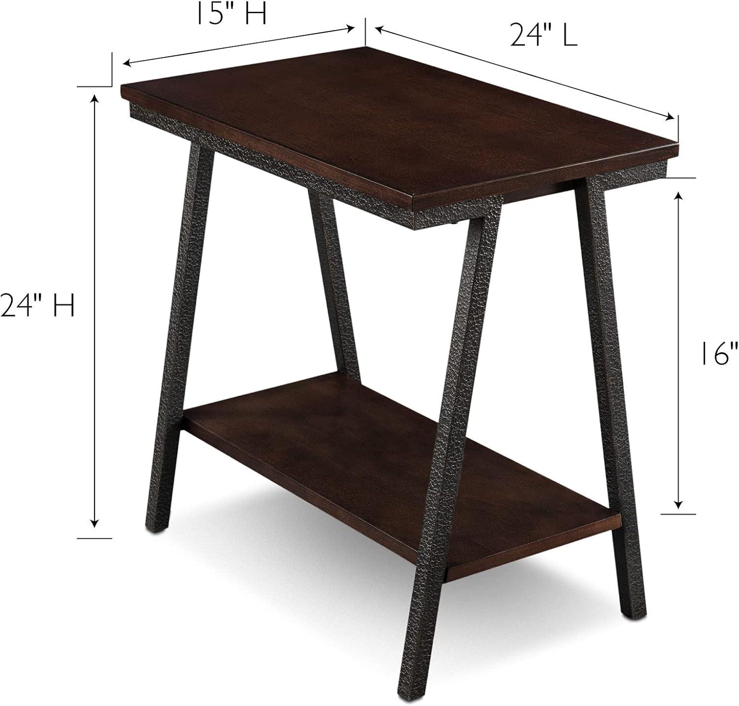 image:imageLeick Home 11407 Empiria One Drawer Side Table Walnut and Foundry BronzeWalnut