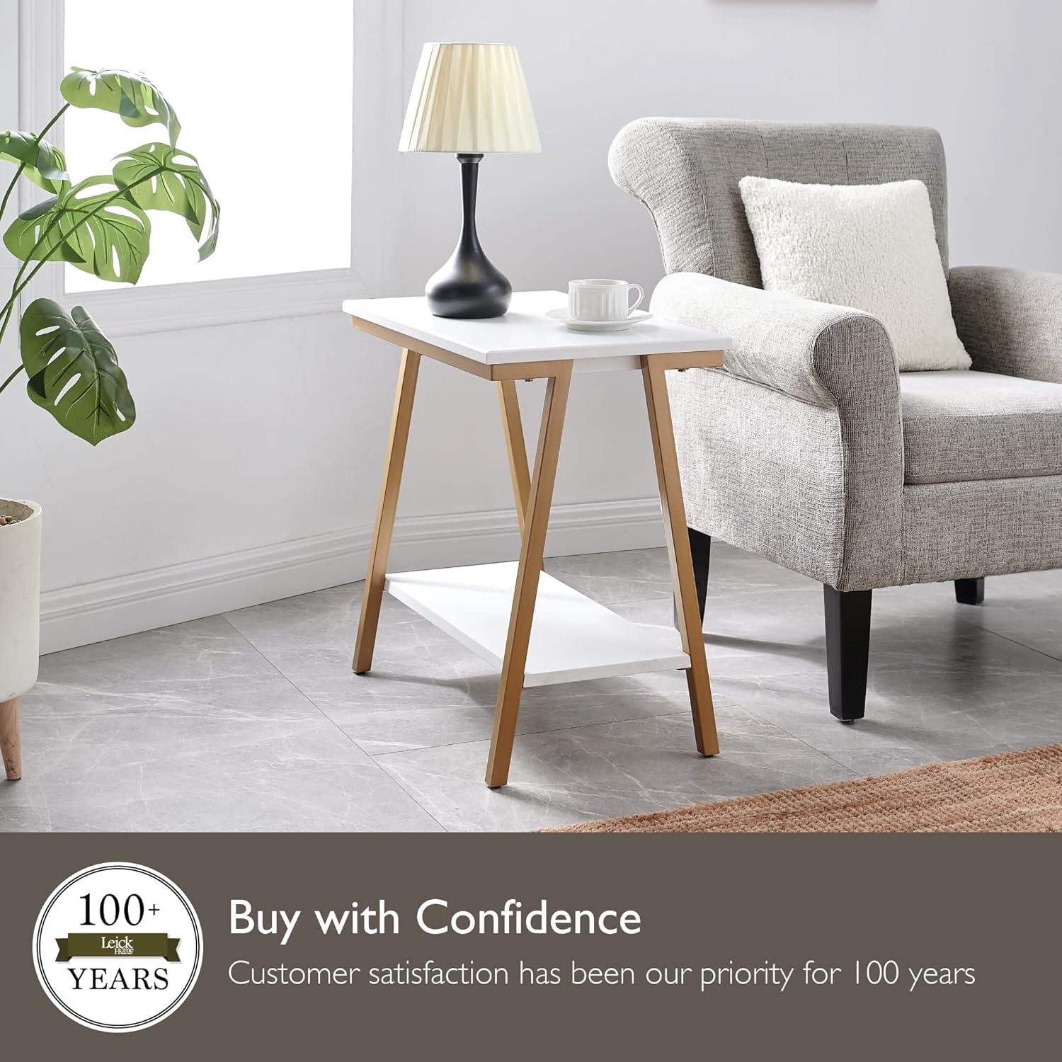 image:imageLeick Home 11407 Empiria One Drawer Side Table Walnut and Foundry BronzeWhite