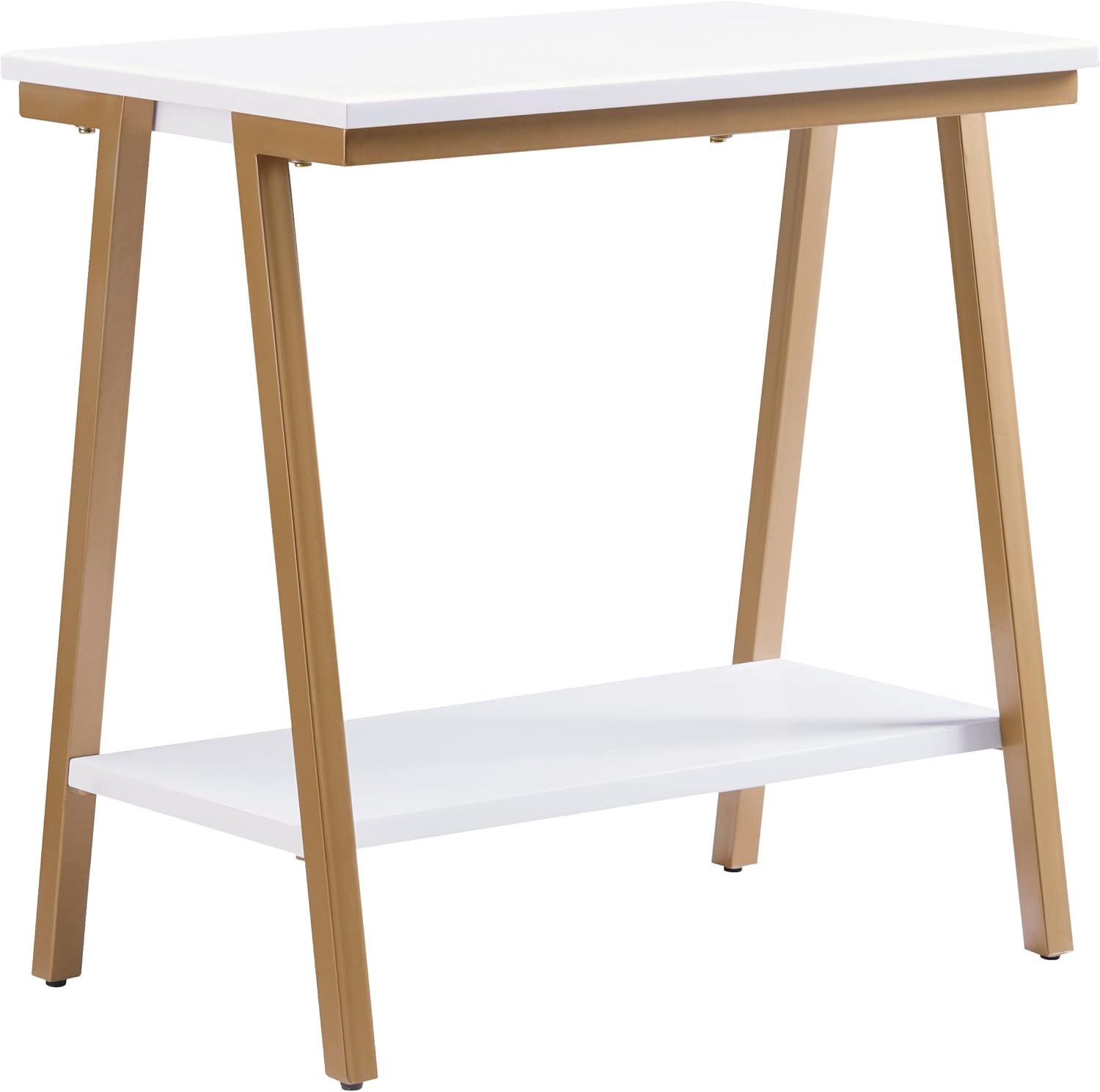 image:imageLeick Home 11407 Empiria One Drawer Side Table Walnut and Foundry BronzeWhite