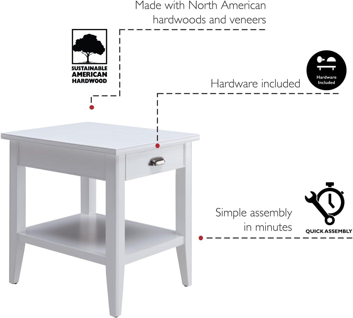 image:imageLeick Home 11407 Empiria One Drawer Side Table Walnut and Foundry BronzeWhite