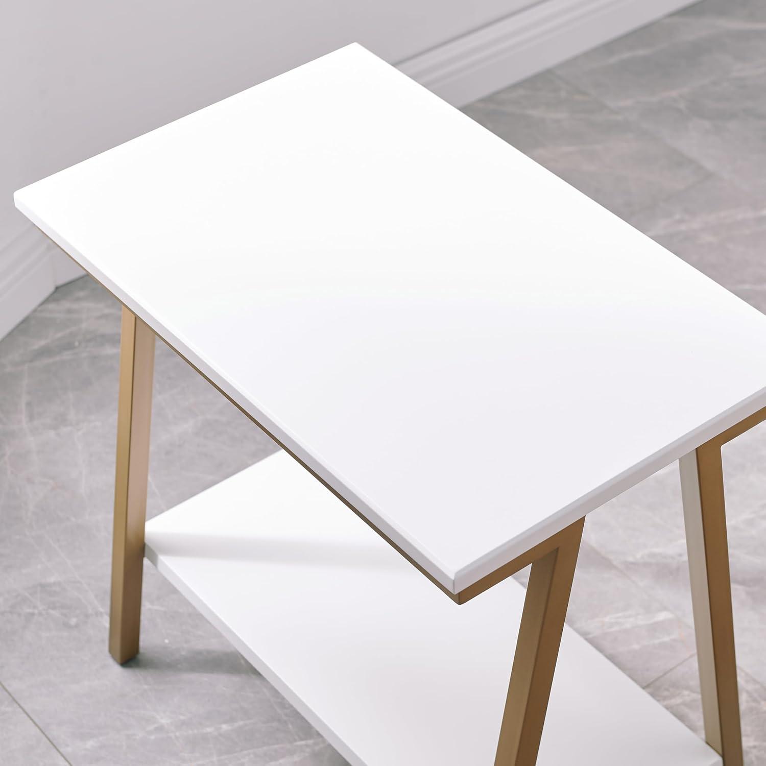 image:imageLeick Home 11407 Empiria One Drawer Side Table Walnut and Foundry BronzeWhite