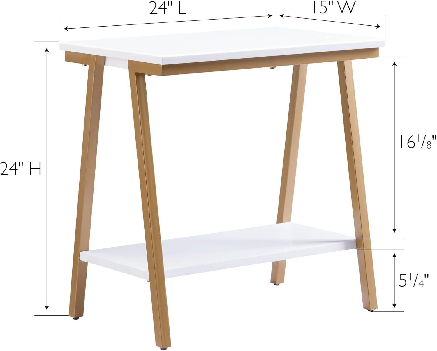image:imageLeick Home 11407 Empiria One Drawer Side Table Walnut and Foundry BronzeWhite