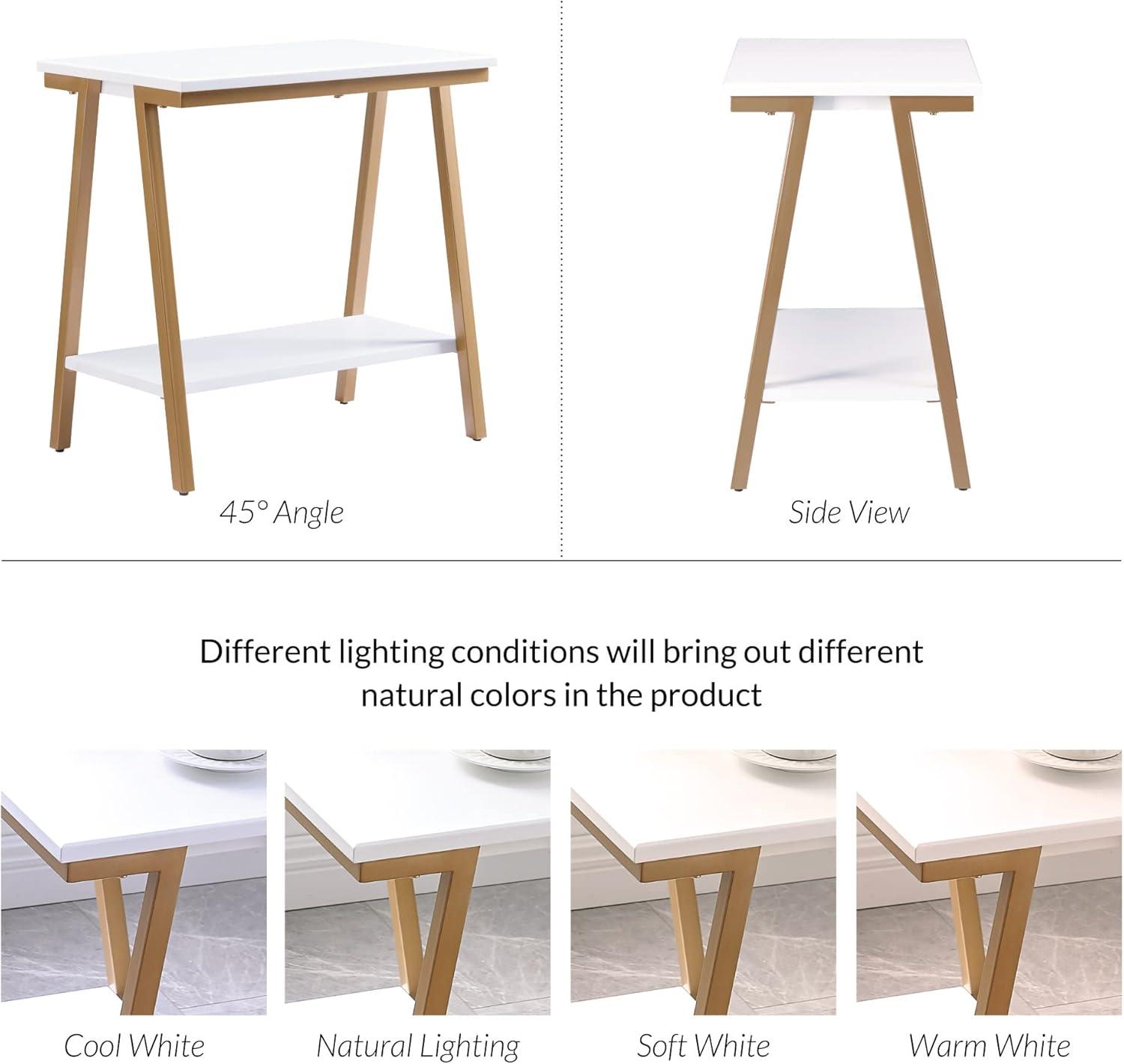 image:imageLeick Home 11407 Empiria One Drawer Side Table Walnut and Foundry BronzeWhite