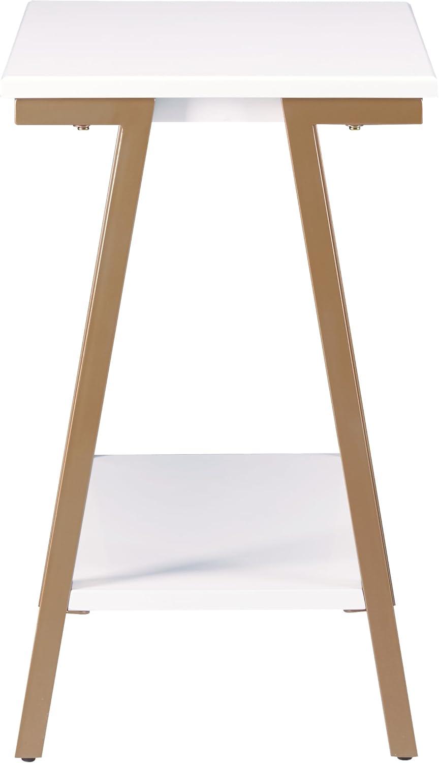 image:imageLeick Home 11407 Empiria One Drawer Side Table Walnut and Foundry BronzeWhite