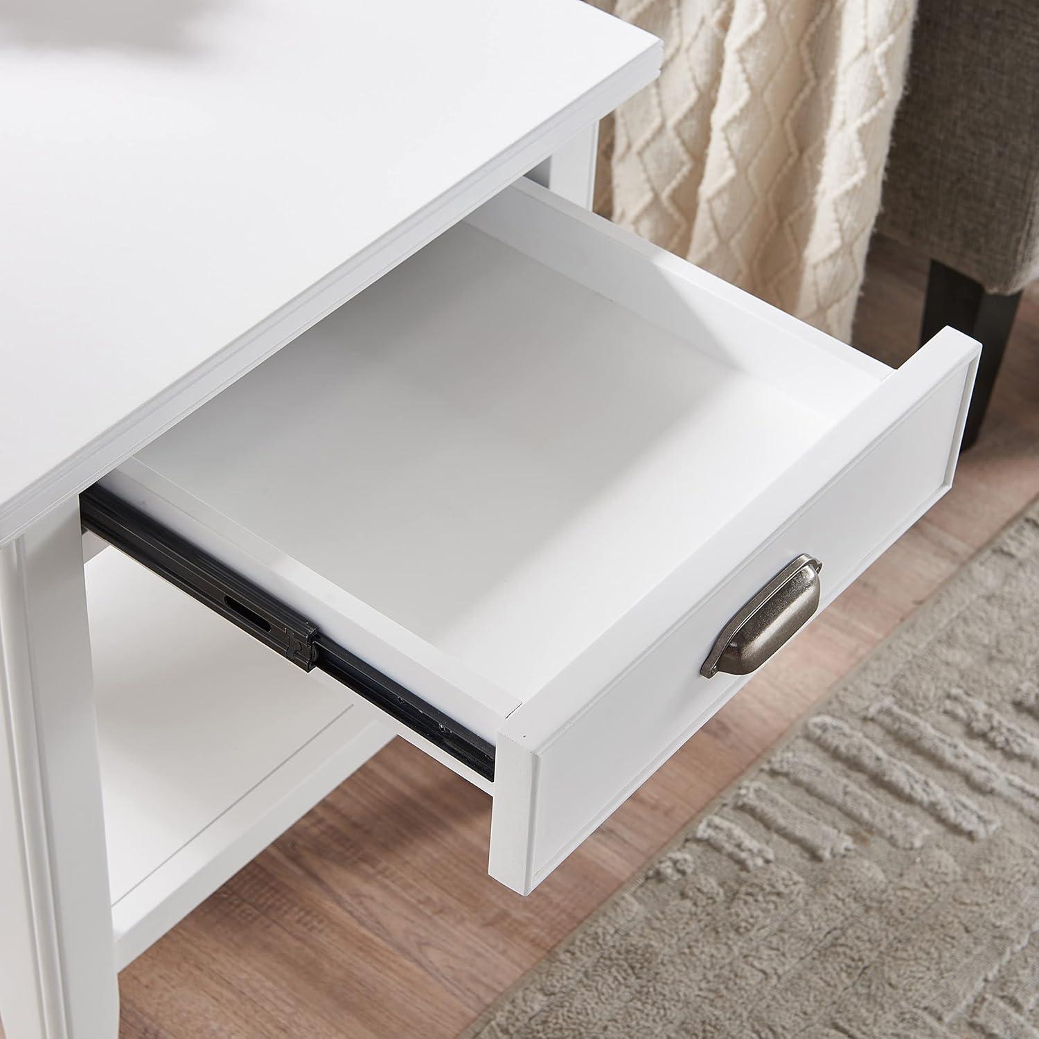 image:imageLeick Home 11407 Empiria One Drawer Side Table Walnut and Foundry BronzeWhite