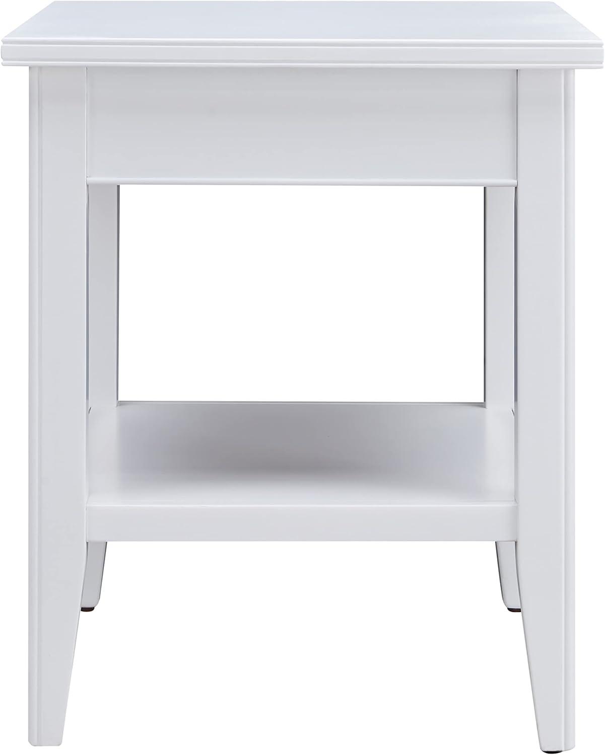image:imageLeick Home 11407 Empiria One Drawer Side Table Walnut and Foundry BronzeWhite