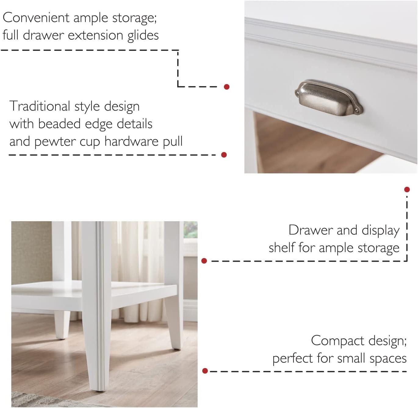 image:imageLeick Home 11407 Empiria One Drawer Side Table Walnut and Foundry BronzeWhite