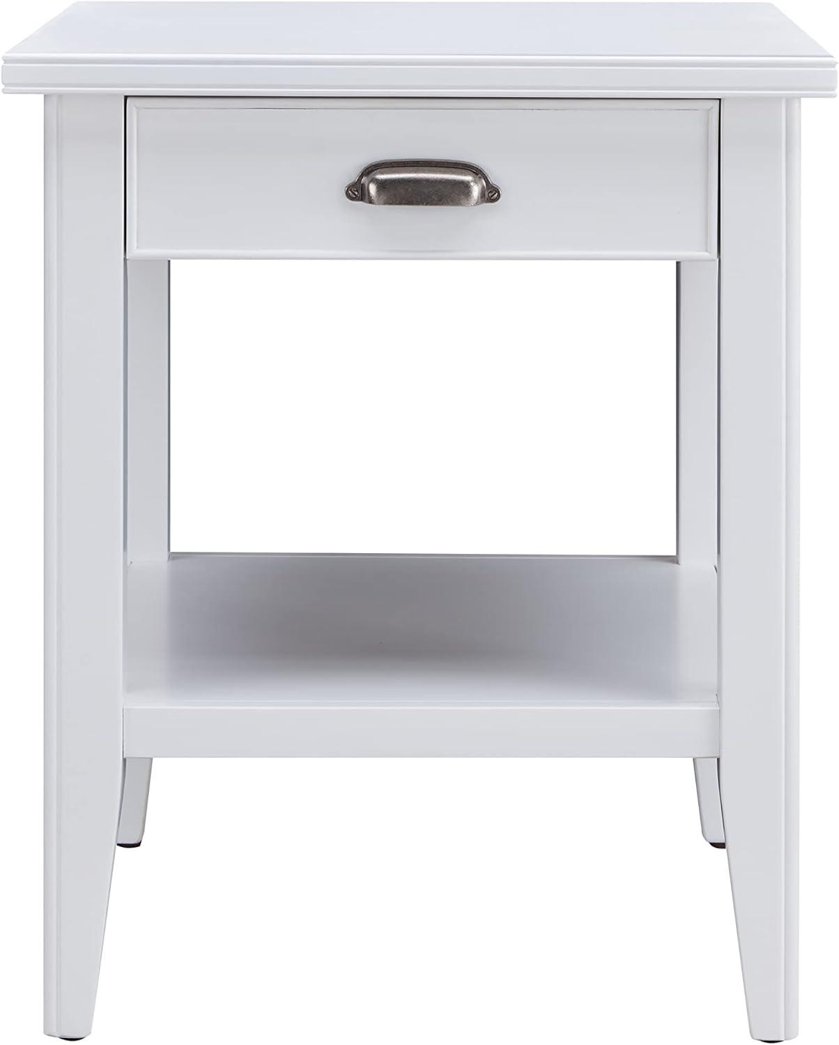 image:imageLeick Home 11407 Empiria One Drawer Side Table Walnut and Foundry BronzeWhite