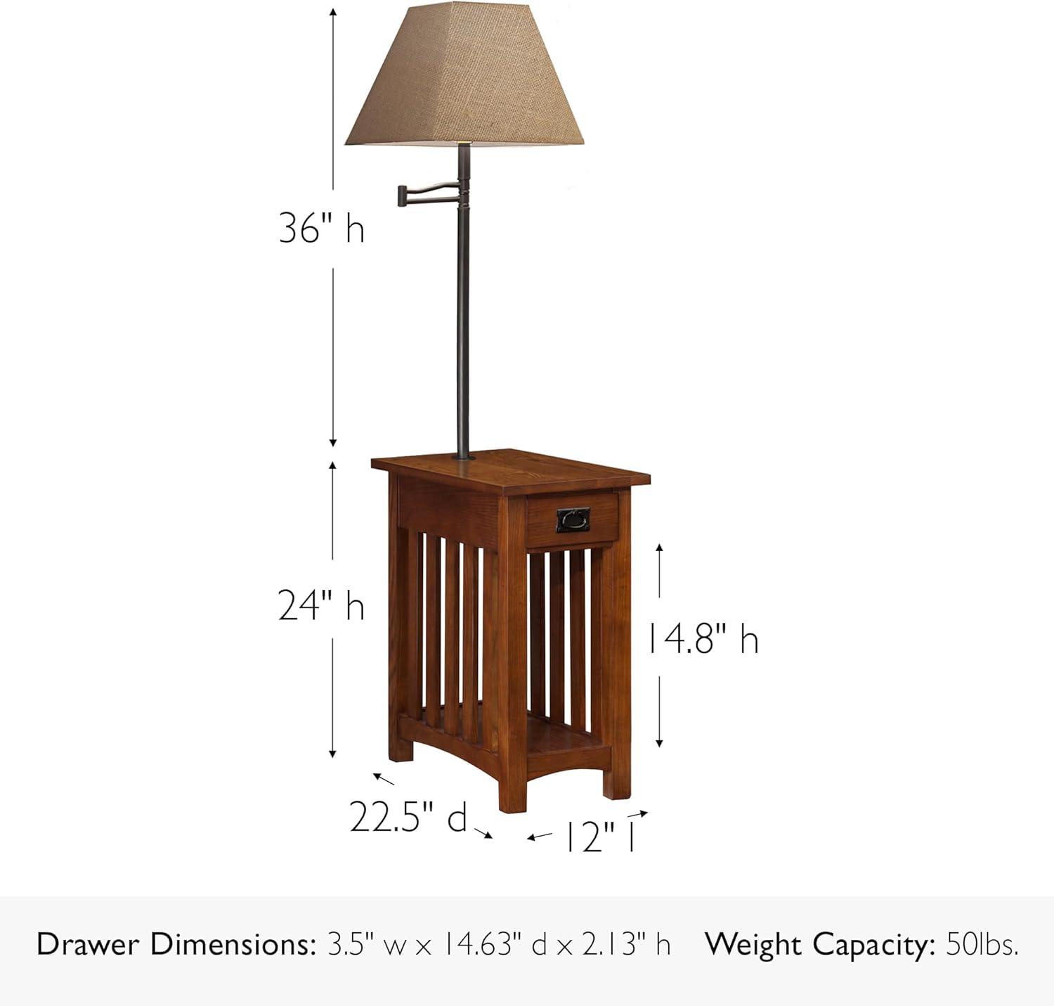 image:imageLeick Home 15In Wide End Table Solid Wood Construction One Drawer One Lower Shelf Narrow Width EasyAssembly Chocolate Oak 150 In W x 240 In D x 240 In H 10071CHMedium Oak Blackened