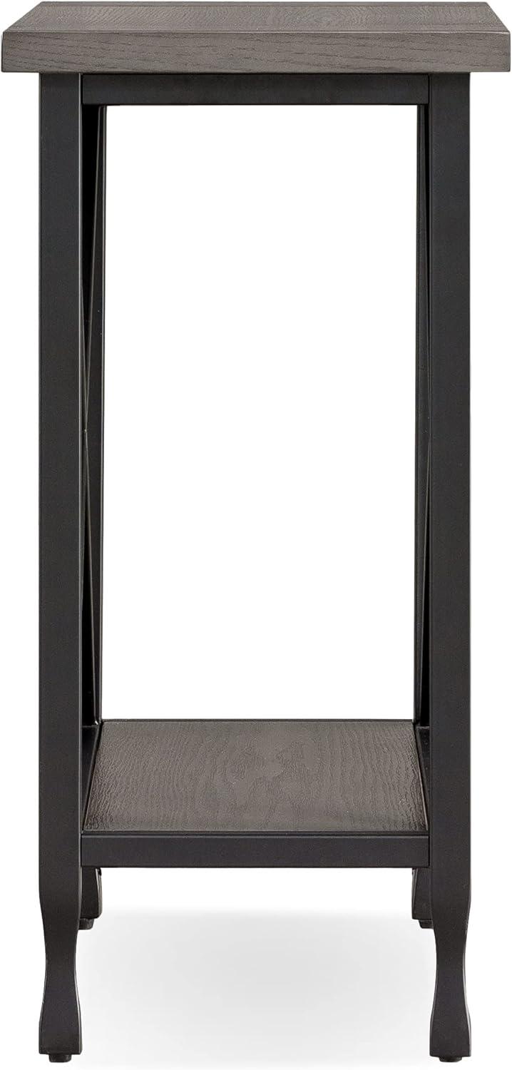 image:imageLeick Home 23005 Chisel amp Forge Narrow Side Recliner Table with Shelf Smoke Gray and Matte BlackNarrow End Table