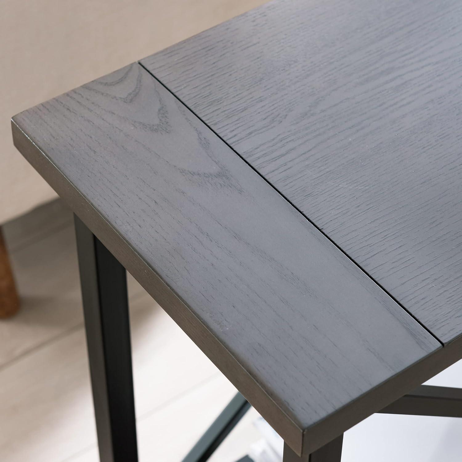 image:imageLeick Home 23005 Chisel amp Forge Narrow Side Recliner Table with Shelf Smoke Gray and Matte BlackNarrow End Table