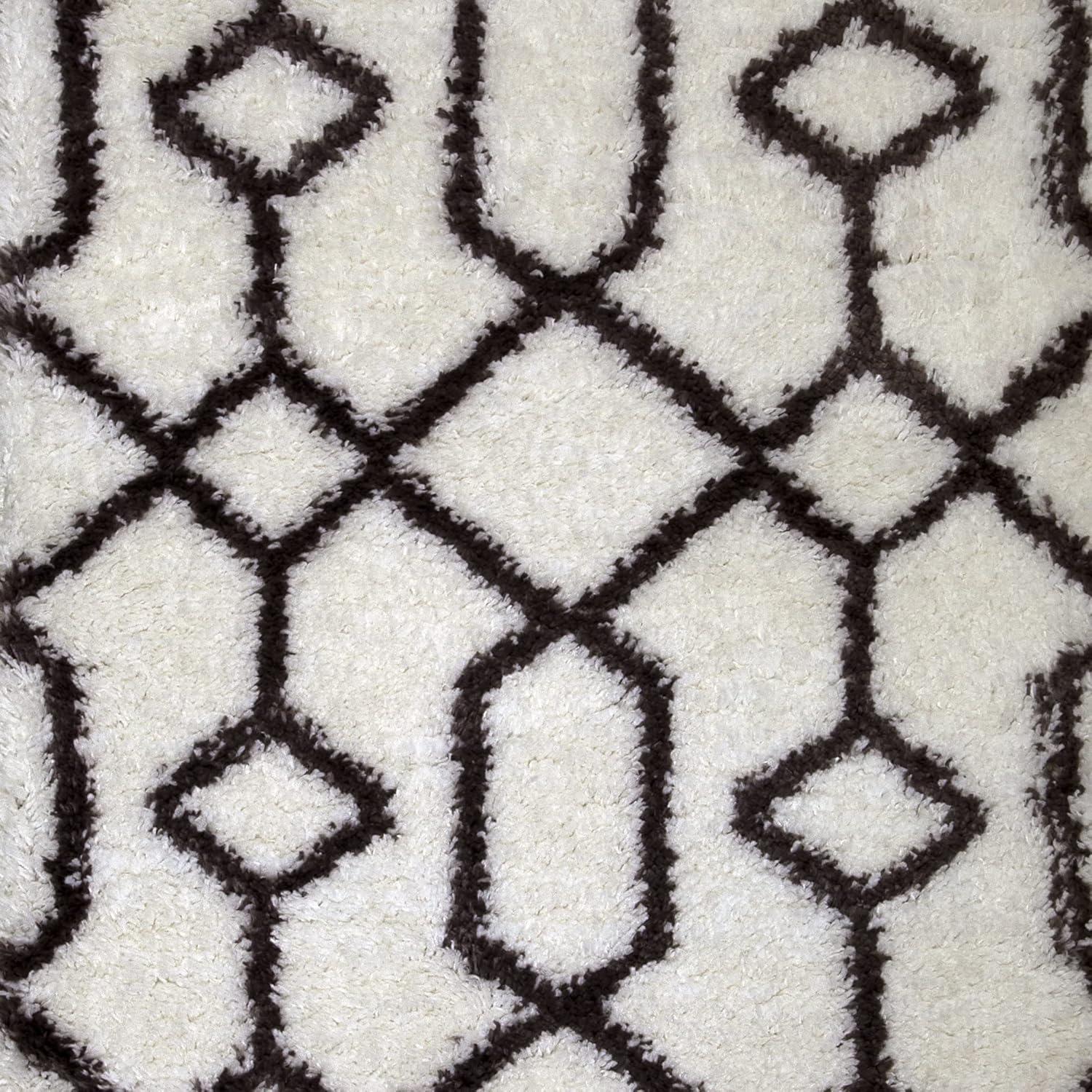 image:imageLeick Home 594465 Rixelle Soft Shag Geo Modern Rug IvoryCharcoal Living Room Bedroom Area Rug Rectangle 39 x 5922 x 77 Rectangular