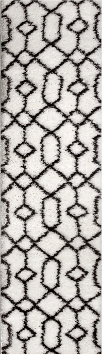 image:imageLeick Home 594465 Rixelle Soft Shag Geo Modern Rug IvoryCharcoal Living Room Bedroom Area Rug Rectangle 39 x 5922 x 77 Rectangular