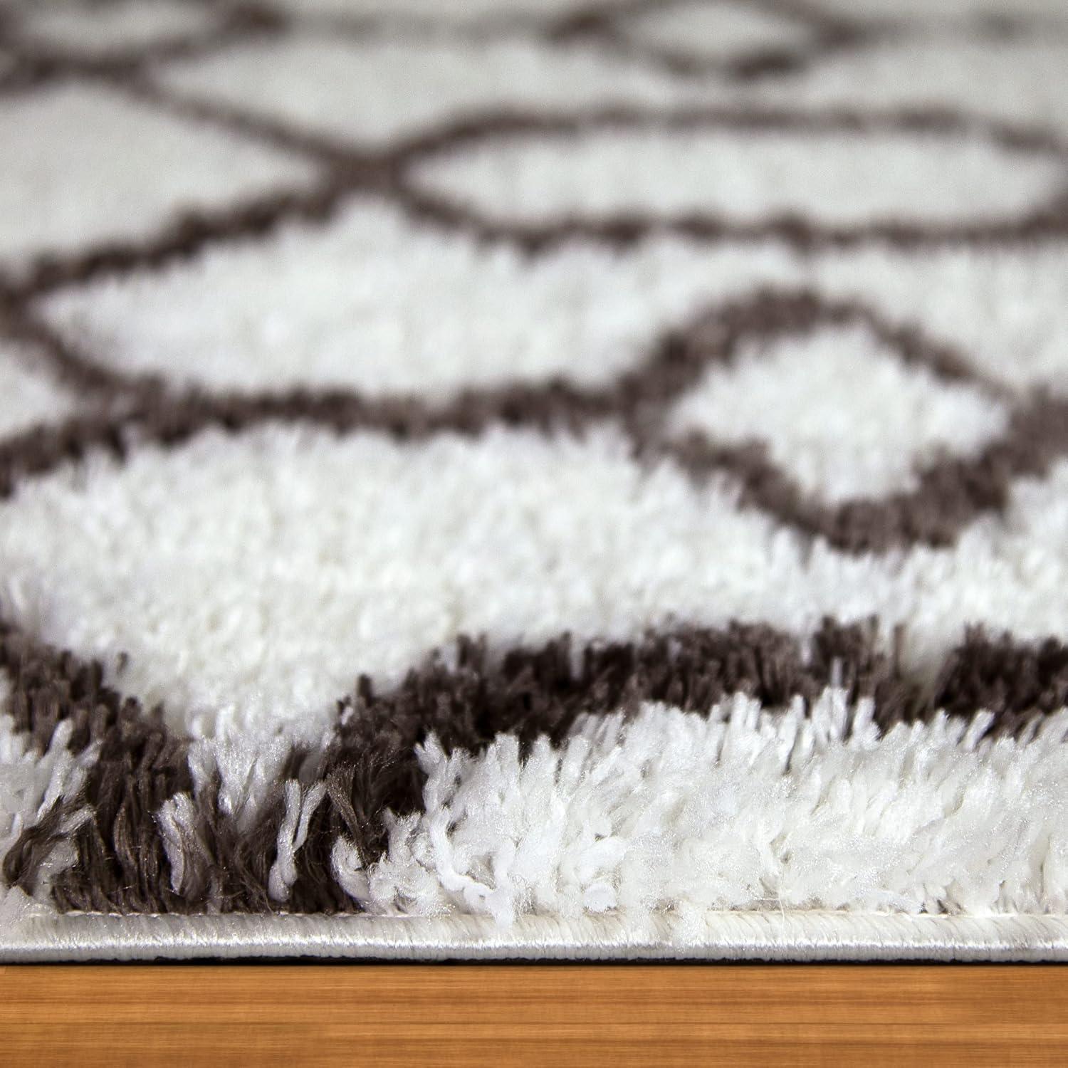 image:imageLeick Home 594465 Rixelle Soft Shag Geo Modern Rug IvoryCharcoal Living Room Bedroom Area Rug Rectangle 39 x 5922 x 77 Rectangular