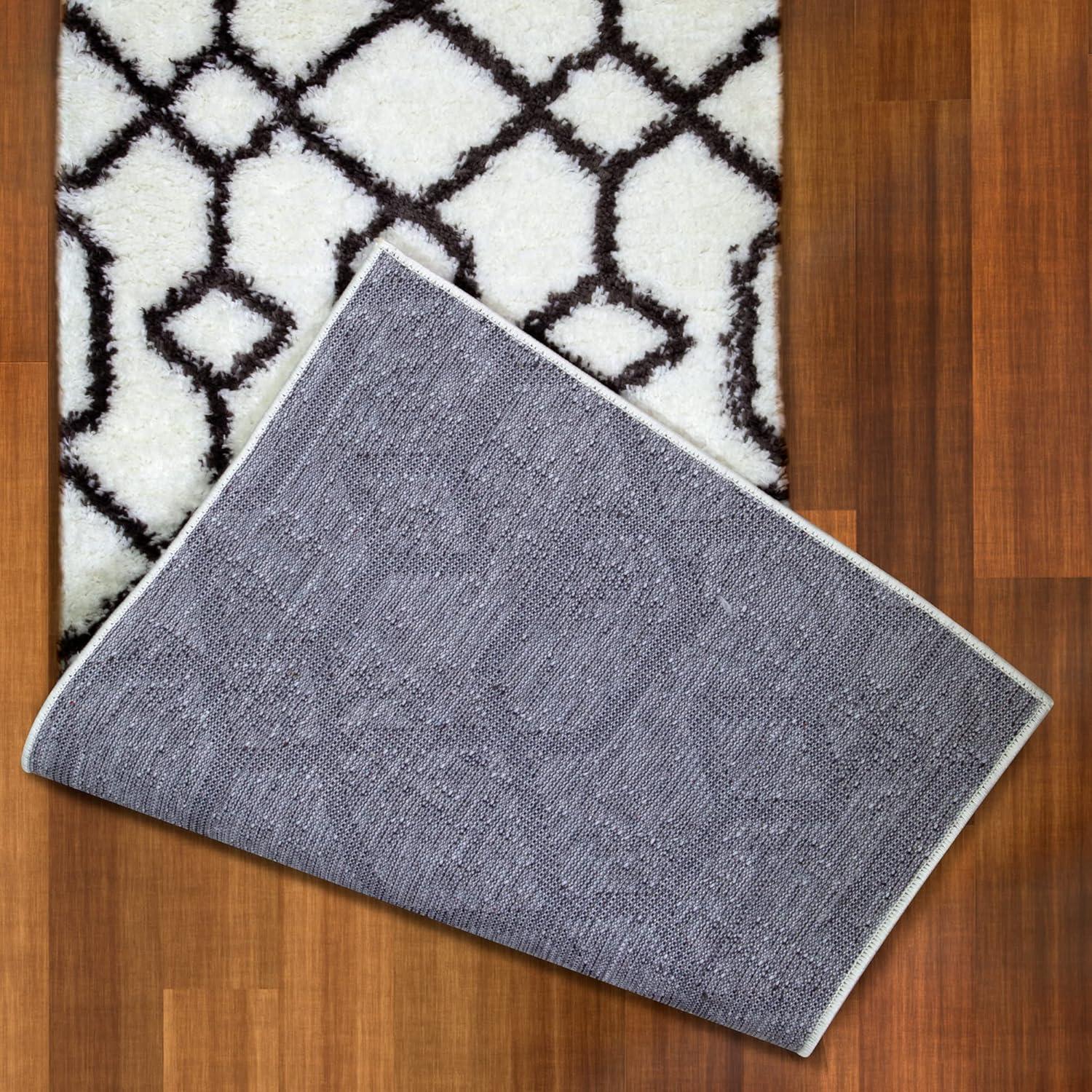 image:imageLeick Home 594465 Rixelle Soft Shag Geo Modern Rug IvoryCharcoal Living Room Bedroom Area Rug Rectangle 39 x 5922 x 77 Rectangular