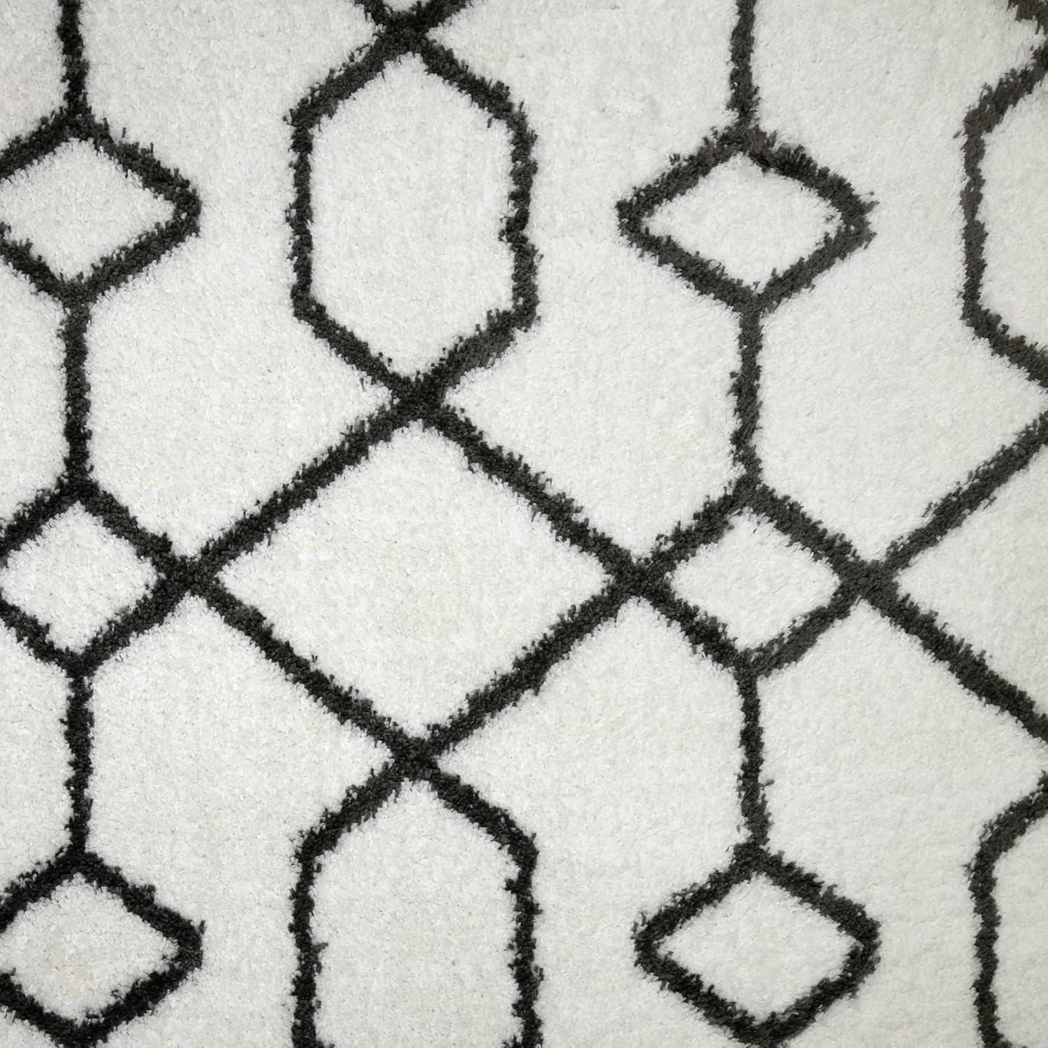 image:imageLeick Home 594465 Rixelle Soft Shag Geo Modern Rug IvoryCharcoal Living Room Bedroom Area Rug Rectangle 39 x 5953 x 77 Rectangular