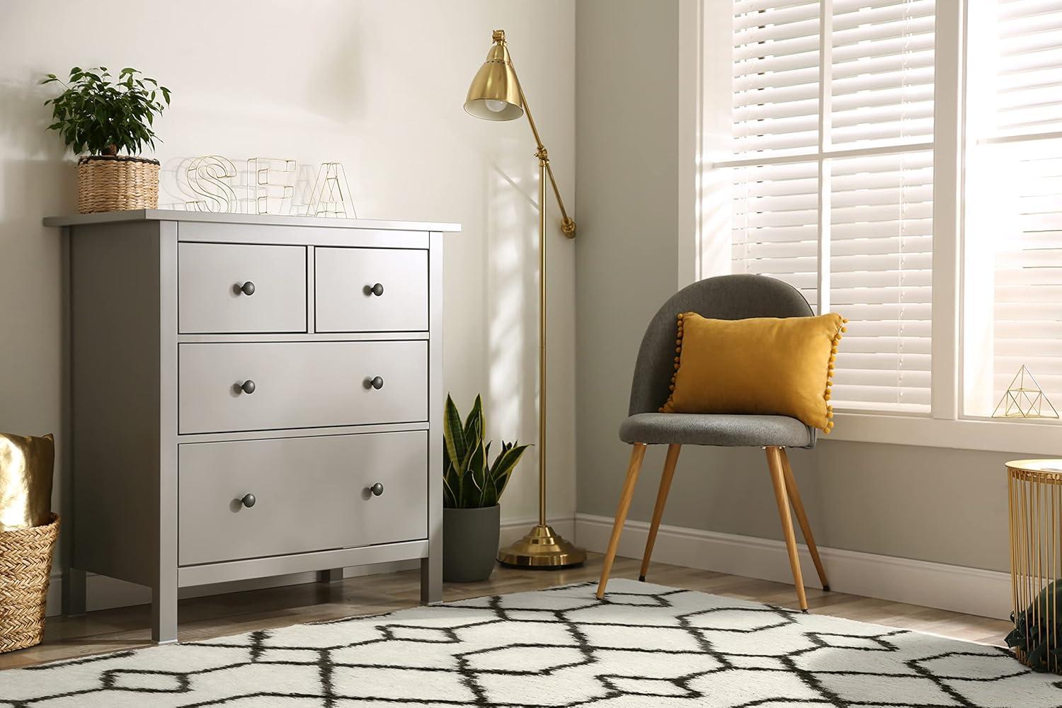 image:imageLeick Home 594465 Rixelle Soft Shag Geo Modern Rug IvoryCharcoal Living Room Bedroom Area Rug Rectangle 39 x 5953 x 77 Rectangular