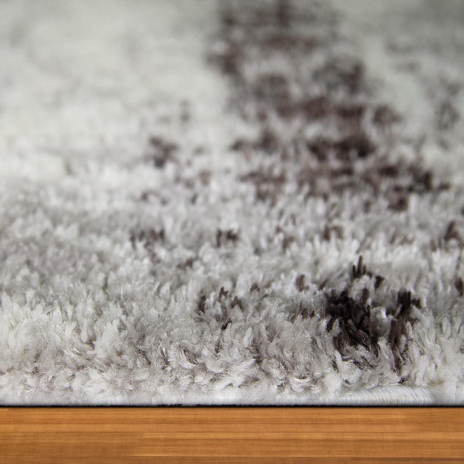 image:imageLeick Home 594598 Zielle Soft Shag Painterly Modern Rug Gray Living Room Bedroom Area Rug Rectangle 53 x 77