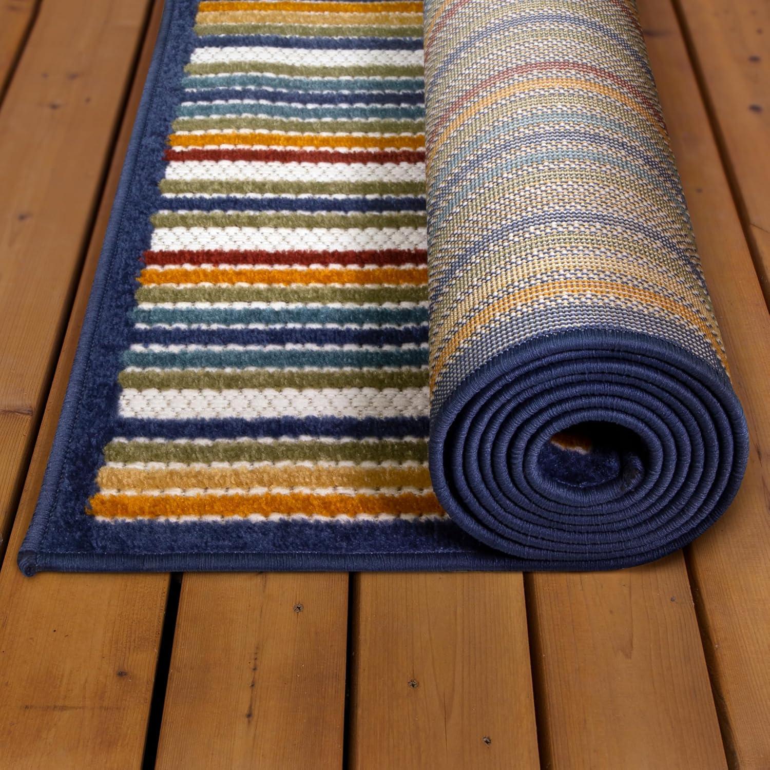 image:imageLeick Home 595009 Blithe Runner Colorful Line Indoor Outdoor Area Rug Runner 2x8Runner