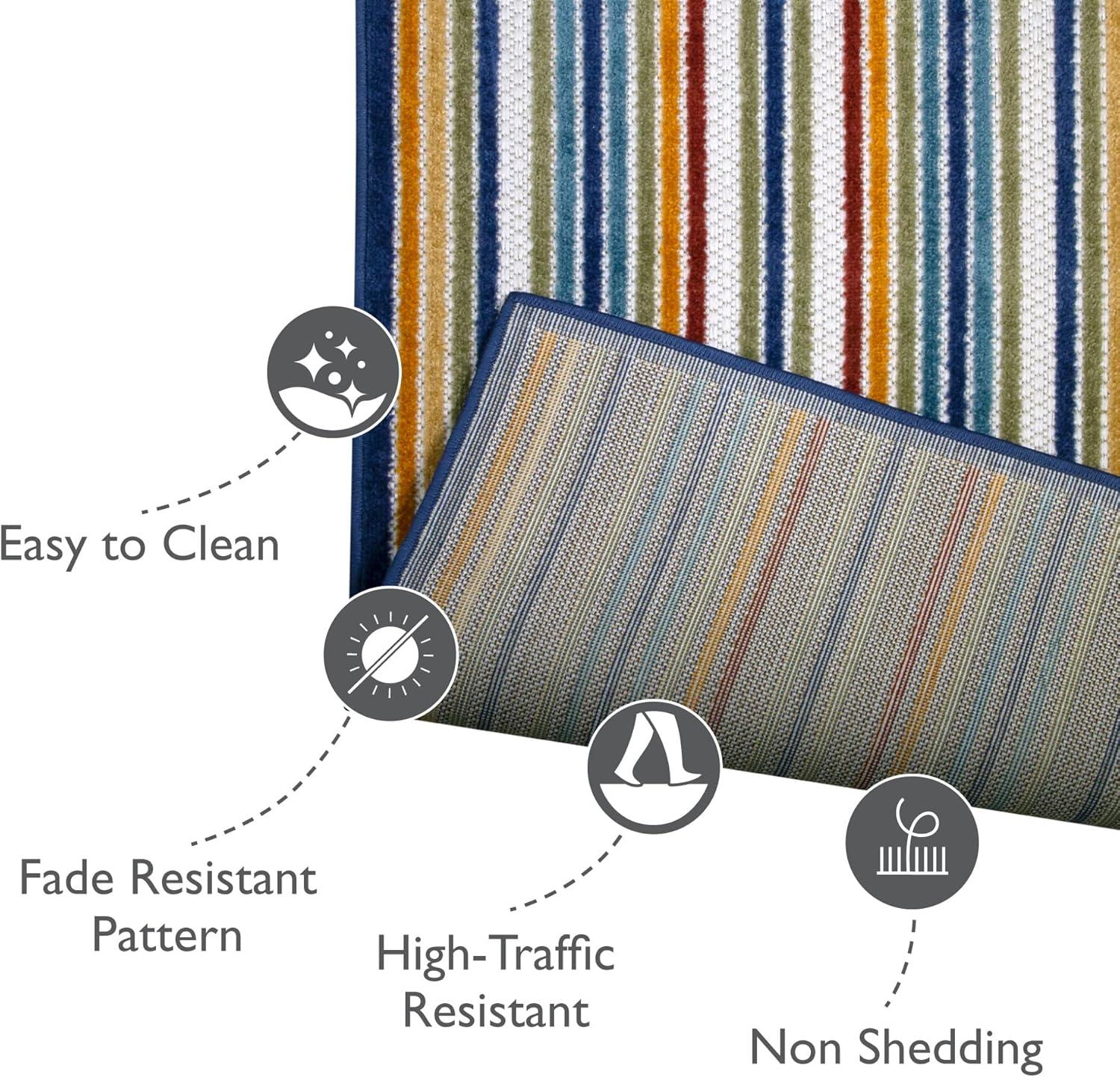 image:imageLeick Home 595009 Blithe Runner Colorful Line Indoor Outdoor Area Rug Runner 2x8Runner