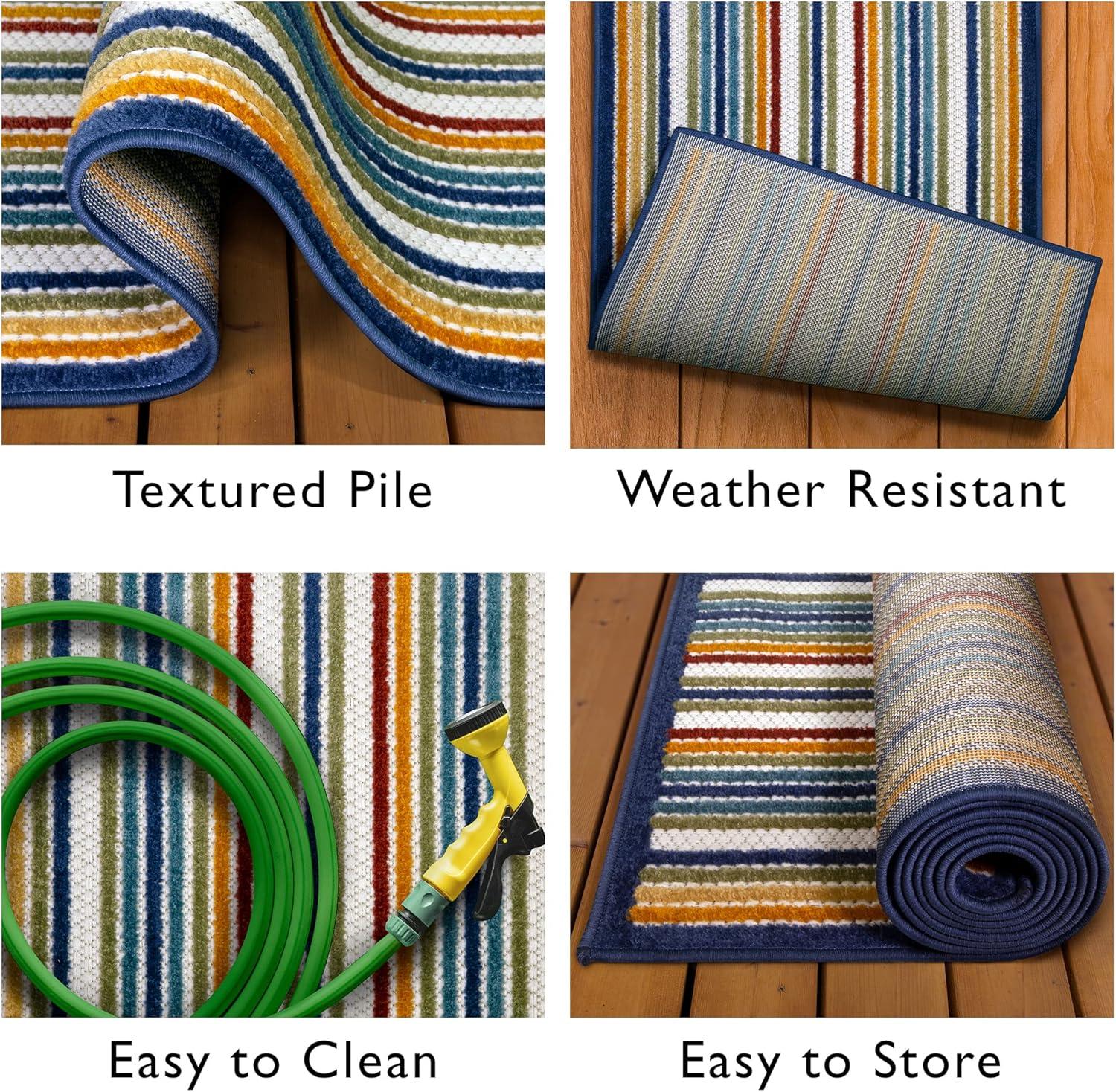 image:imageLeick Home 595009 Blithe Runner Colorful Line Indoor Outdoor Area Rug Runner 2x8Runner