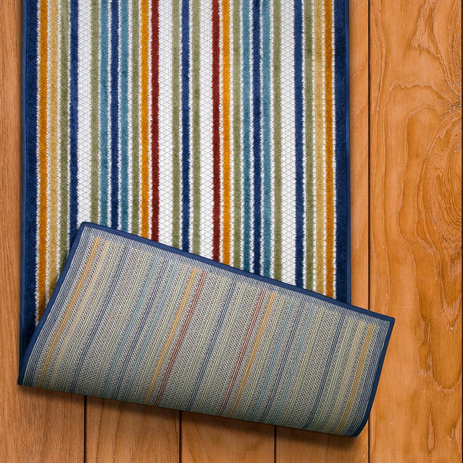 image:imageLeick Home 595009 Blithe Runner Colorful Line Indoor Outdoor Area Rug Runner 2x8Runner