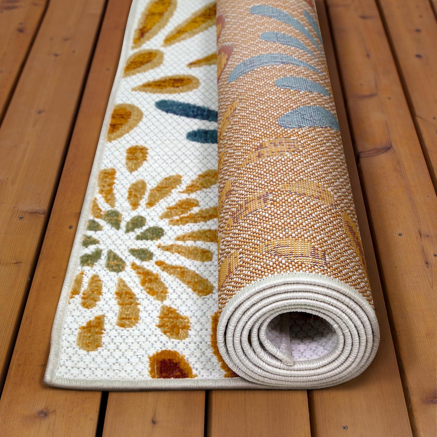 image:imageLeick Home 595421 Beam Flower Indoor Outdoor Area Rug Rectangle 67x96