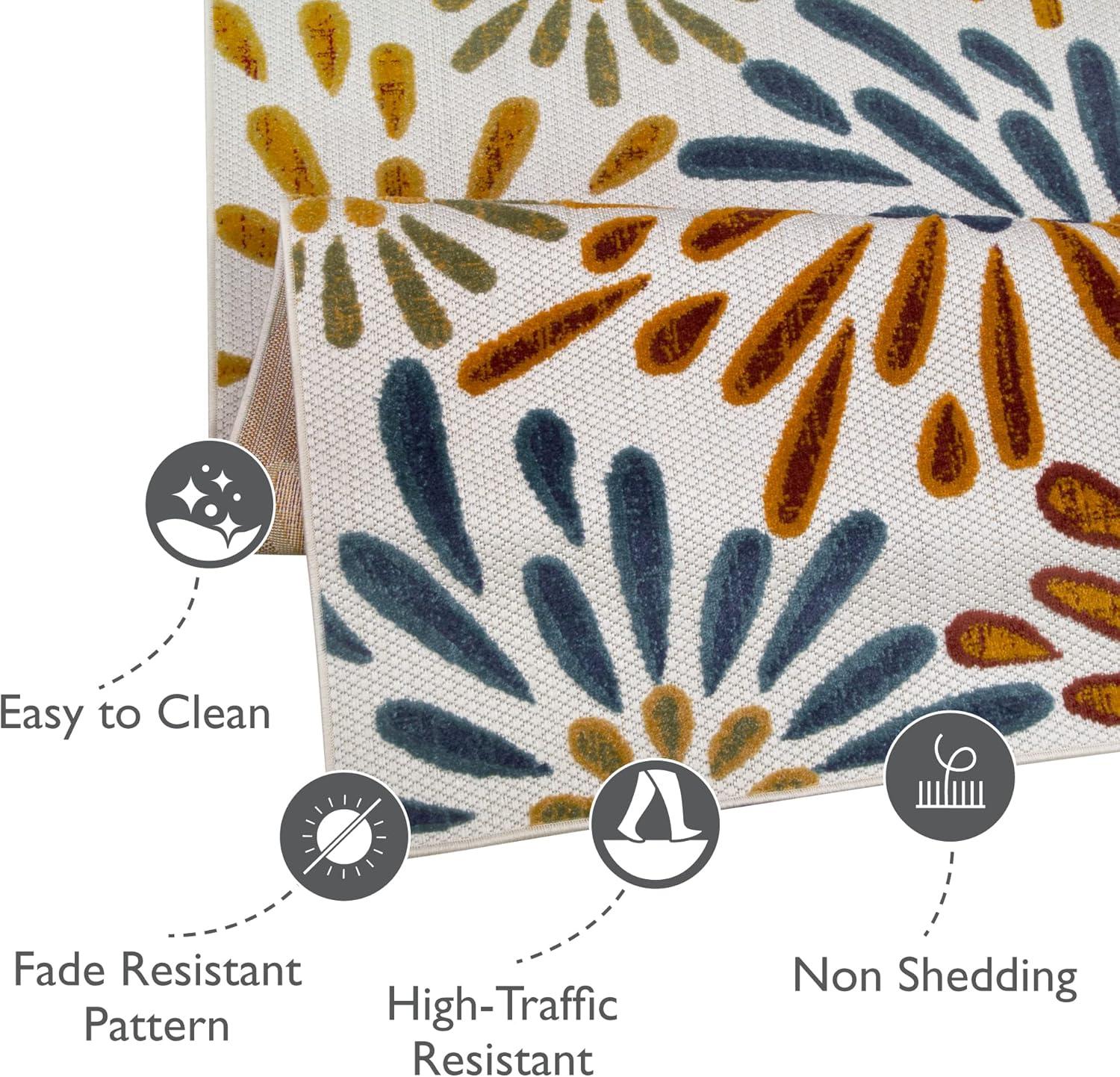 image:imageLeick Home 595421 Beam Flower Indoor Outdoor Area Rug Rectangle 67x96