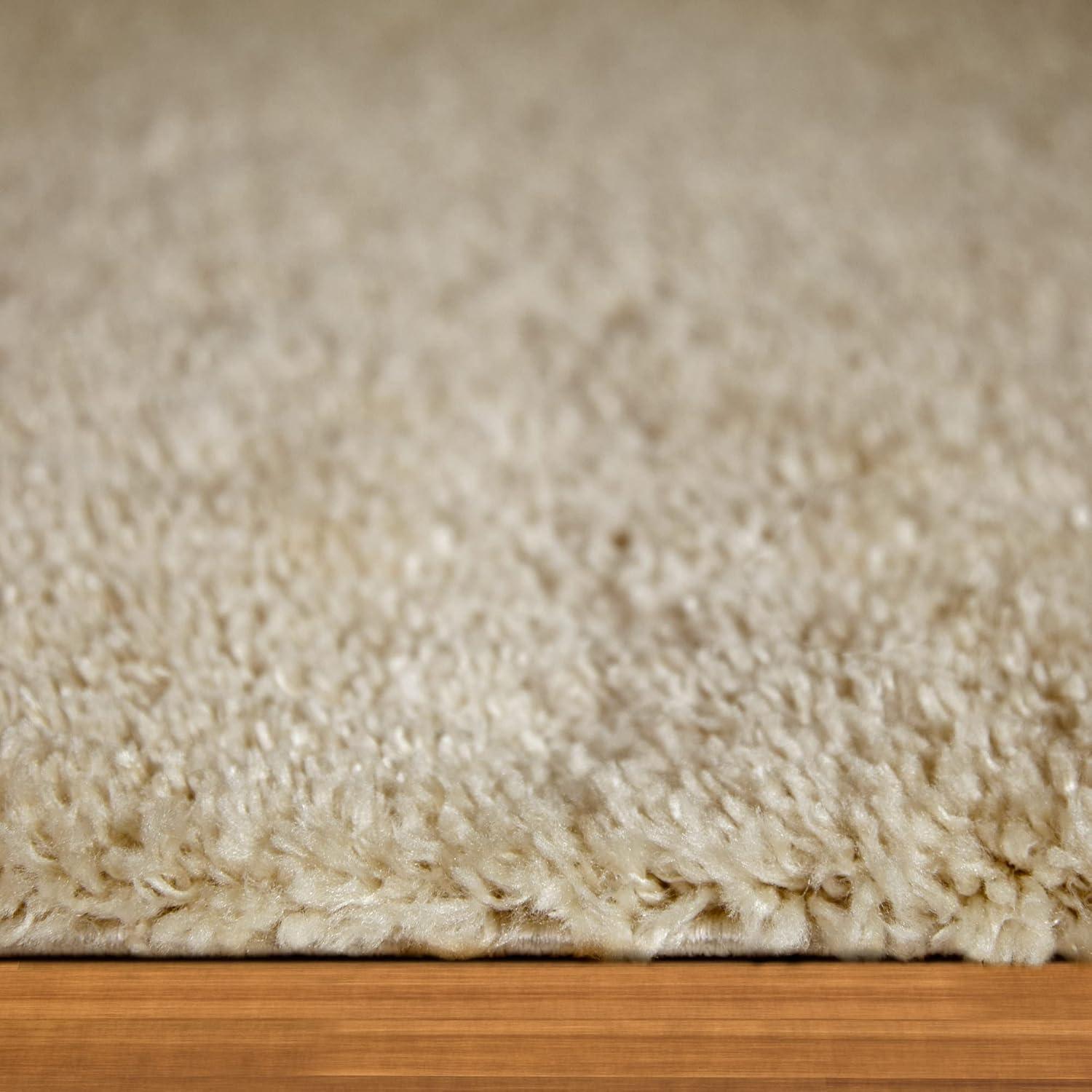 image:imageLeick Home 596015 Dagen Soft Shag Modern Rug Solid Beige Living Room Bedroom Area Rug Rectangle 67 x 96Beige