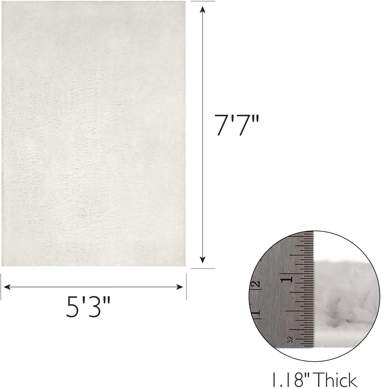 image:imageLeick Home 596015 Dagen Soft Shag Modern Rug Solid Beige Living Room Bedroom Area Rug Rectangle 67 x 96Cream