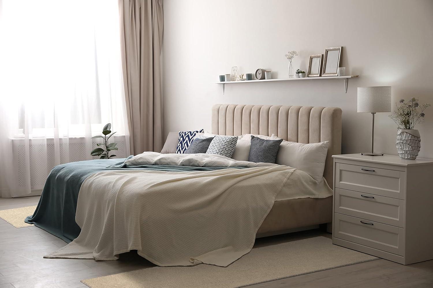 image:imageLeick Home 596015 Dagen Soft Shag Modern Rug Solid Beige Living Room Bedroom Area Rug Rectangle 67 x 96Cream