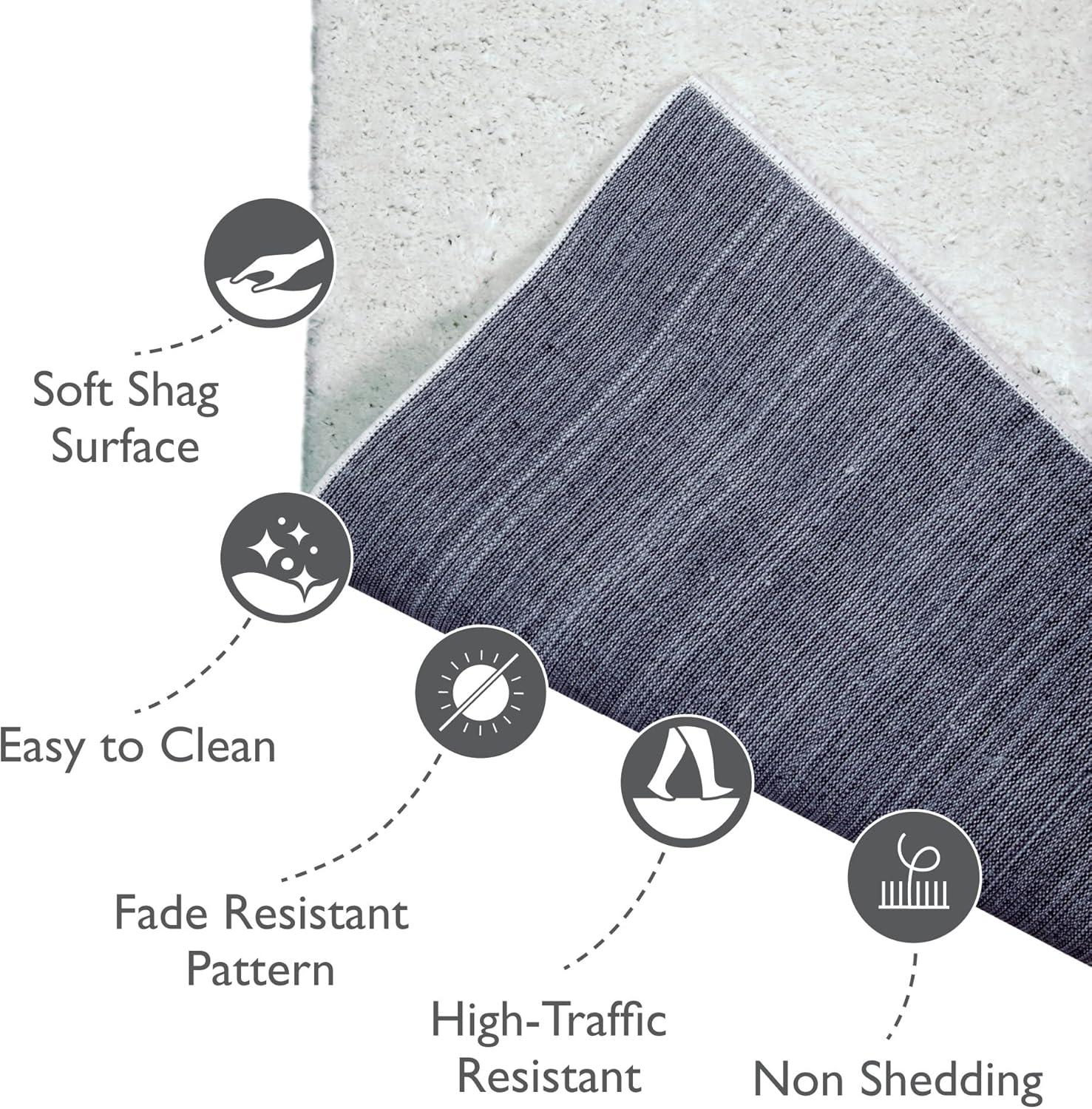 image:imageLeick Home 596015 Dagen Soft Shag Modern Rug Solid Beige Living Room Bedroom Area Rug Rectangle 67 x 96Cream