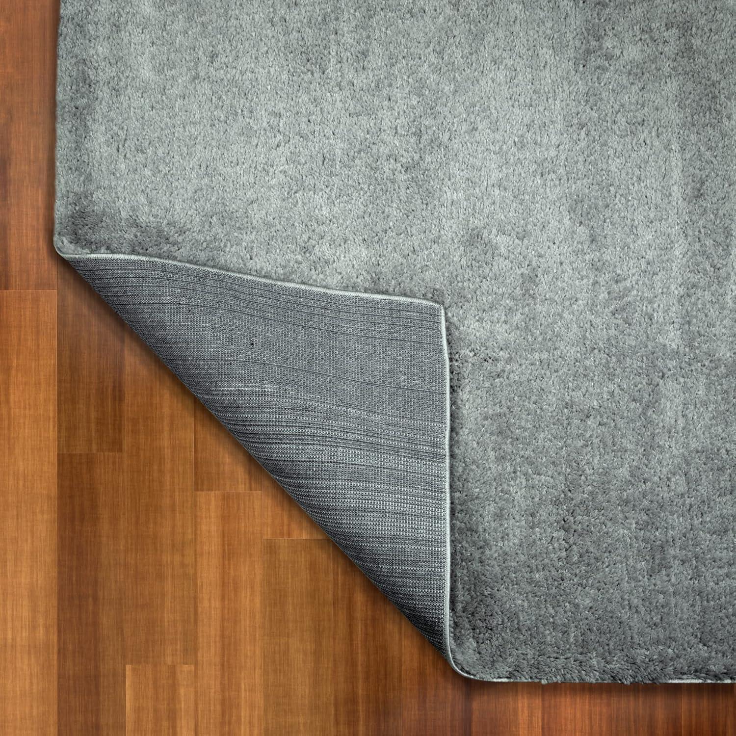 image:imageLeick Home 596015 Dagen Soft Shag Modern Rug Solid Beige Living Room Bedroom Area Rug Rectangle 67 x 96Grey