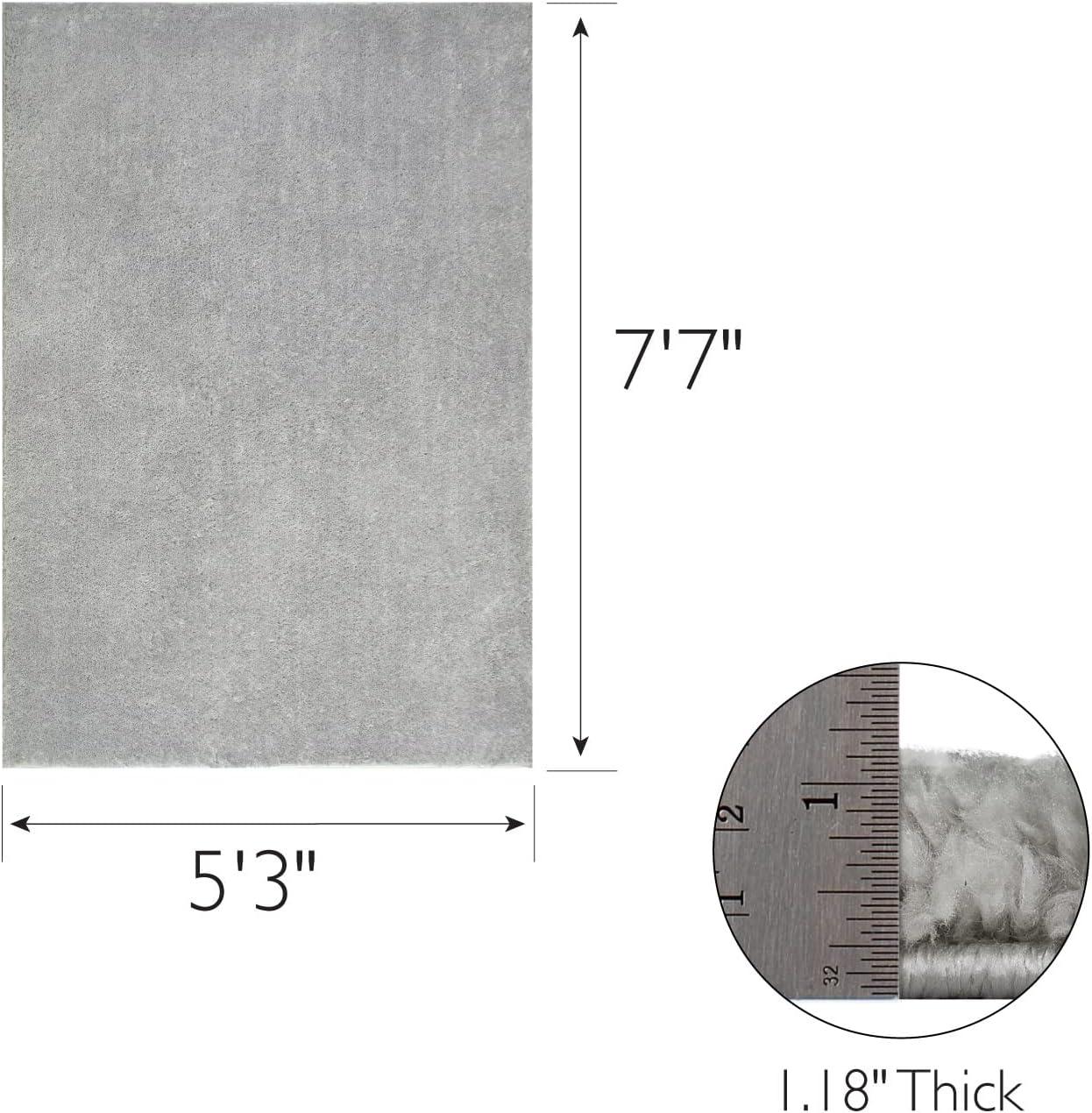 image:imageLeick Home 596015 Dagen Soft Shag Modern Rug Solid Beige Living Room Bedroom Area Rug Rectangle 67 x 96Grey