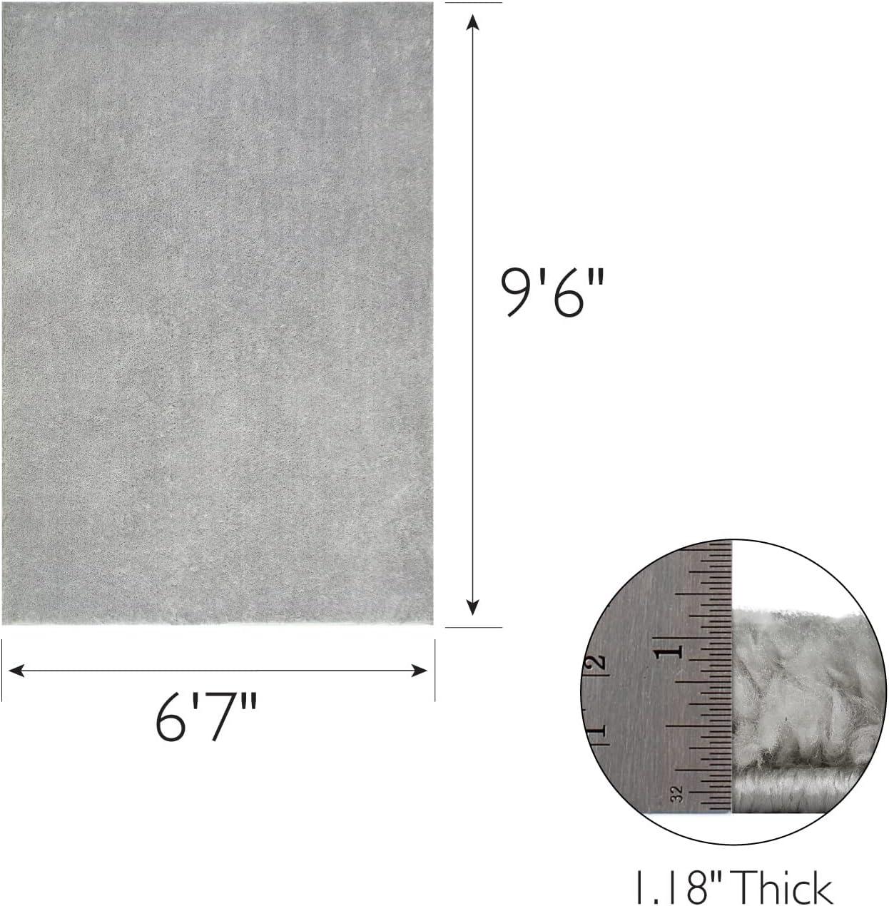 image:imageLeick Home 596015 Dagen Soft Shag Modern Rug Solid Beige Living Room Bedroom Area Rug Rectangle 67 x 96Grey