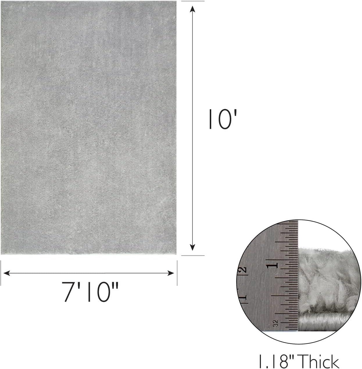 image:imageLeick Home 596015 Dagen Soft Shag Modern Rug Solid Beige Living Room Bedroom Area Rug Rectangle 67 x 96Grey
