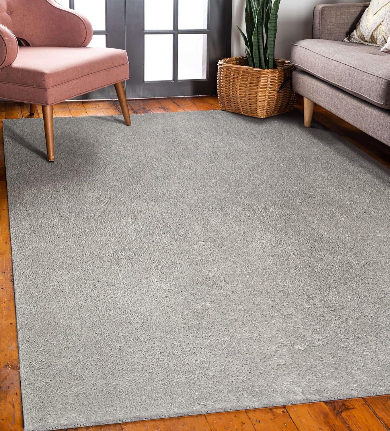 image:imageLeick Home 596015 Dagen Soft Shag Modern Rug Solid Beige Living Room Bedroom Area Rug Rectangle 67 x 96Grey