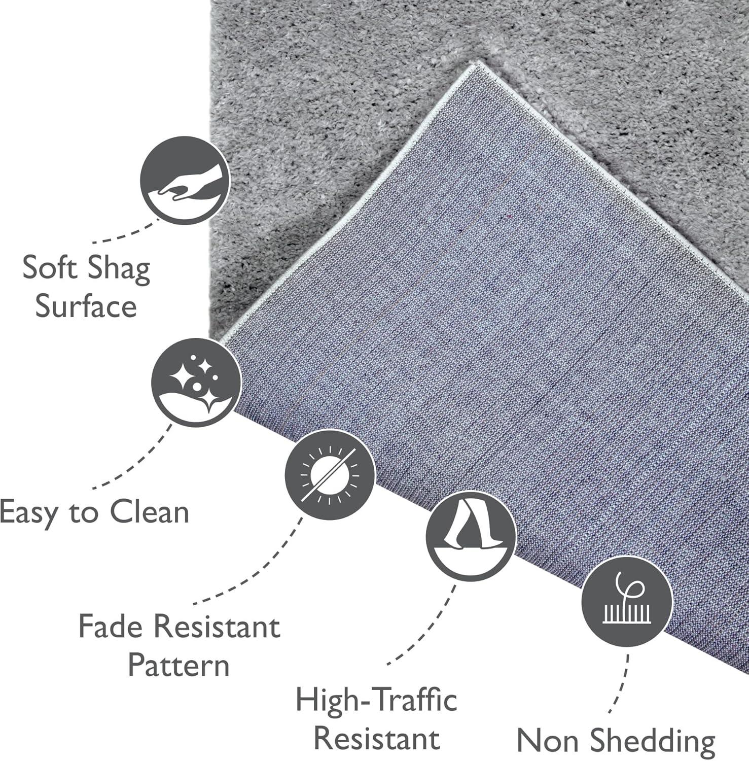 image:imageLeick Home 596015 Dagen Soft Shag Modern Rug Solid Beige Living Room Bedroom Area Rug Rectangle 67 x 96Grey
