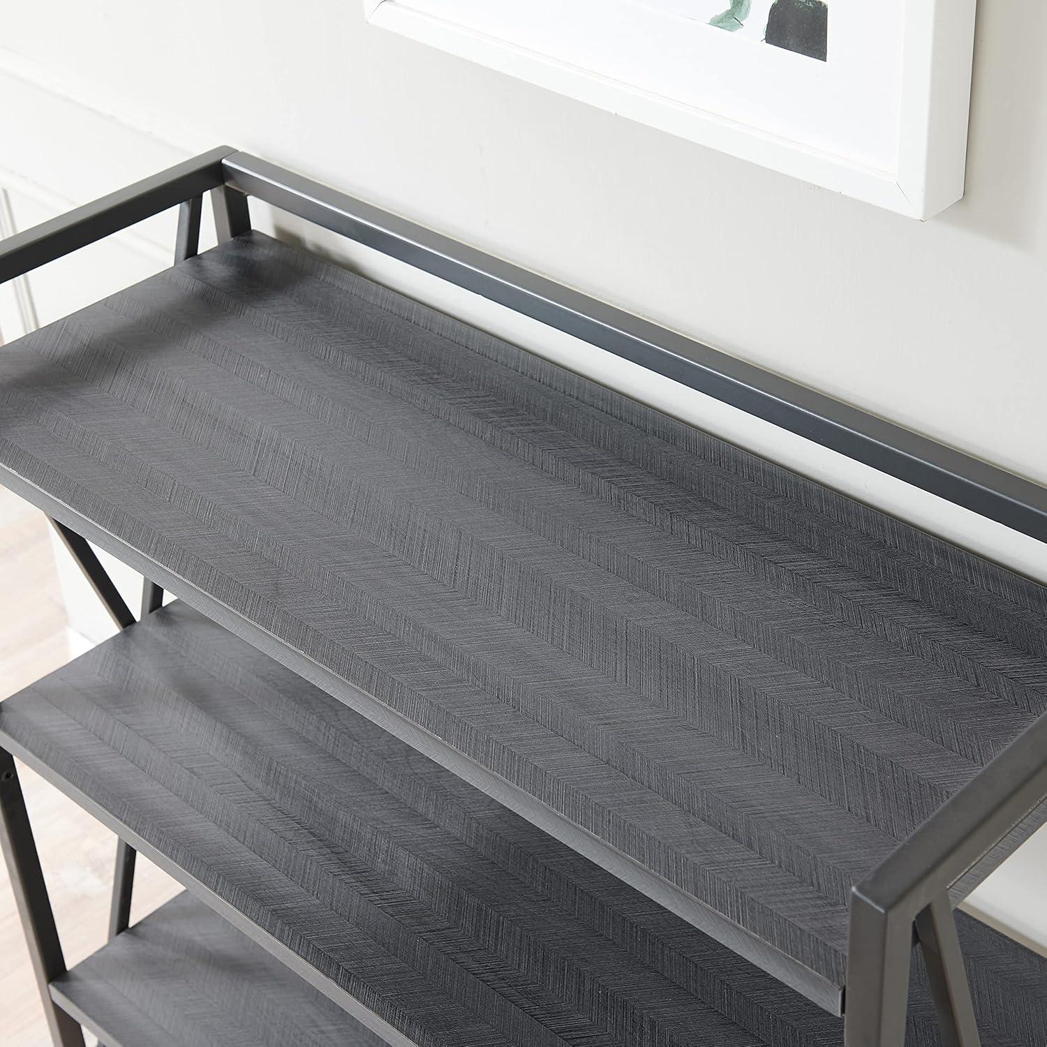 image:imageLeick Home 70009BLKNK Mixed Metal and Wood X Design Bookshelf GrayMatte Black