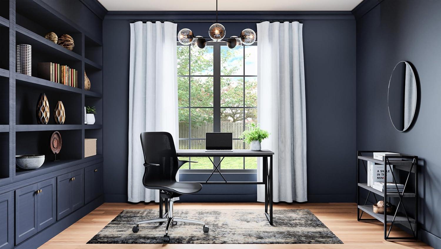 image:imageLeick Home 70009BLKNK Mixed Metal and Wood X Design Bookshelf GrayMatte Black