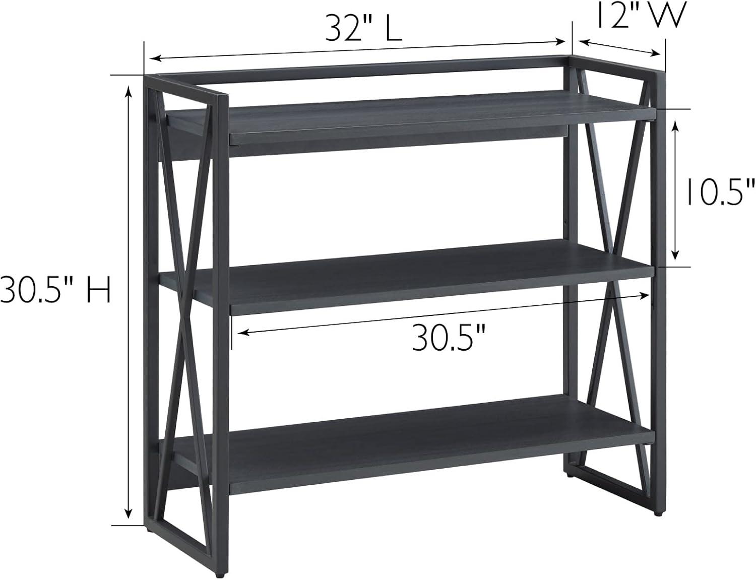 image:imageLeick Home 70009BLKNK Mixed Metal and Wood X Design Bookshelf GrayMatte Black