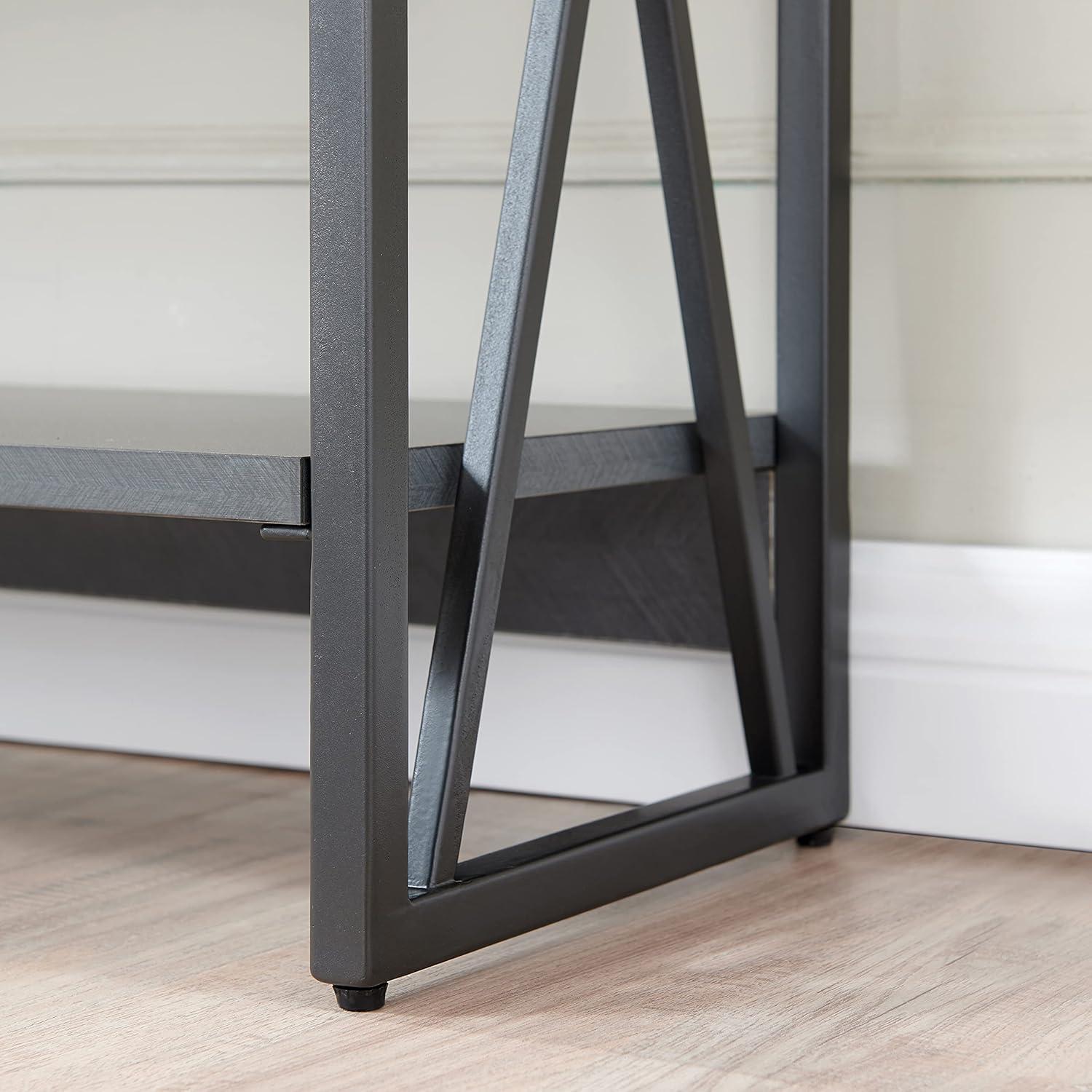 image:imageLeick Home 70009BLKNK Mixed Metal and Wood X Design Bookshelf GrayMatte Black
