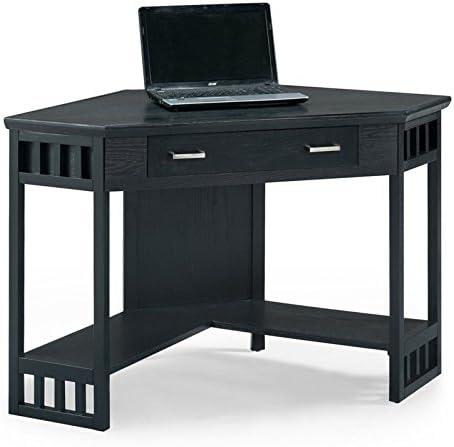 image:imageLeick Home 81430 Corner ComputerWriting Desk with Drawer and Shelf Chocolate OakBlack