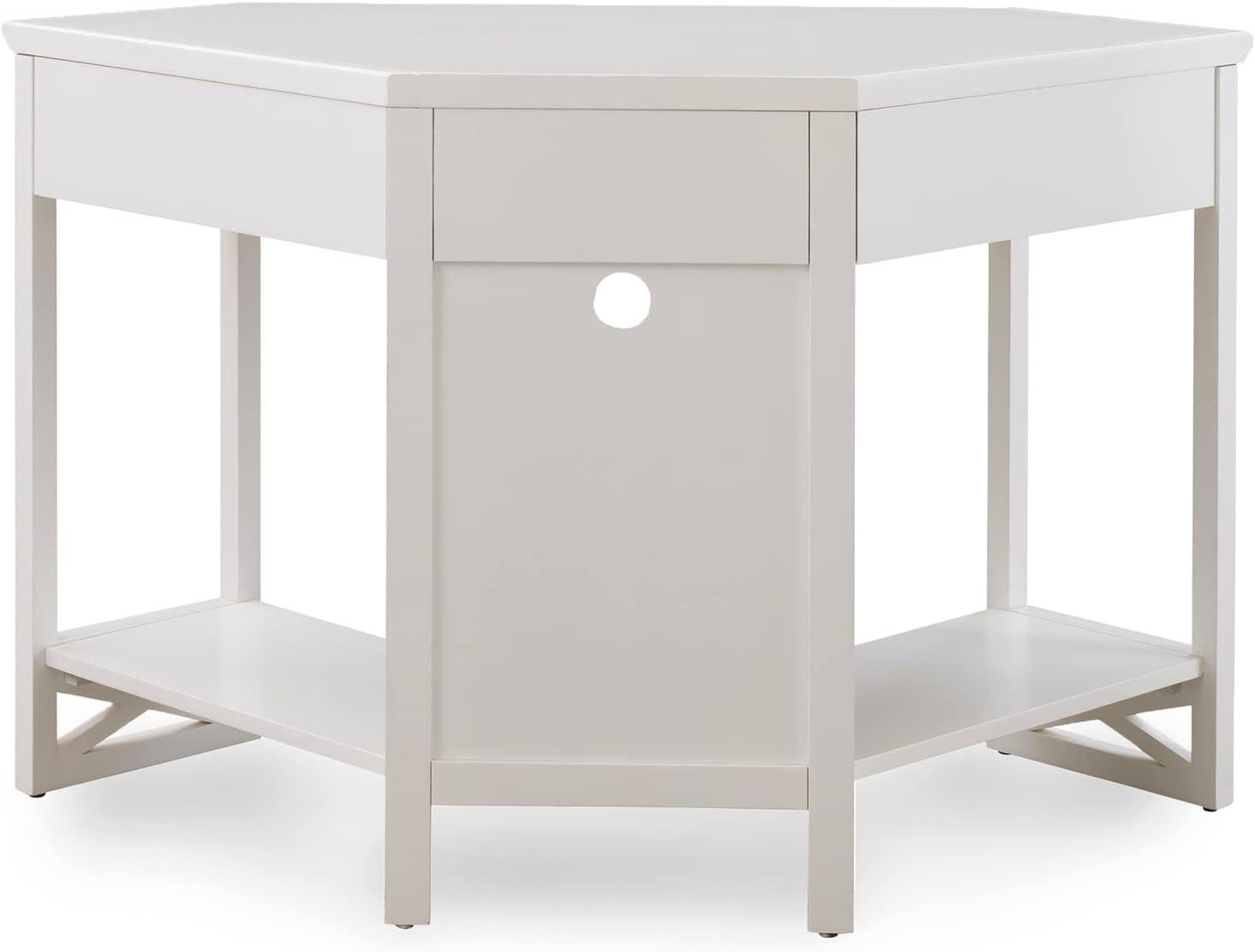 image:imageLeick Home 81430 Corner ComputerWriting Desk with Drawer and Shelf Chocolate OakWhiteBrushed Nickel