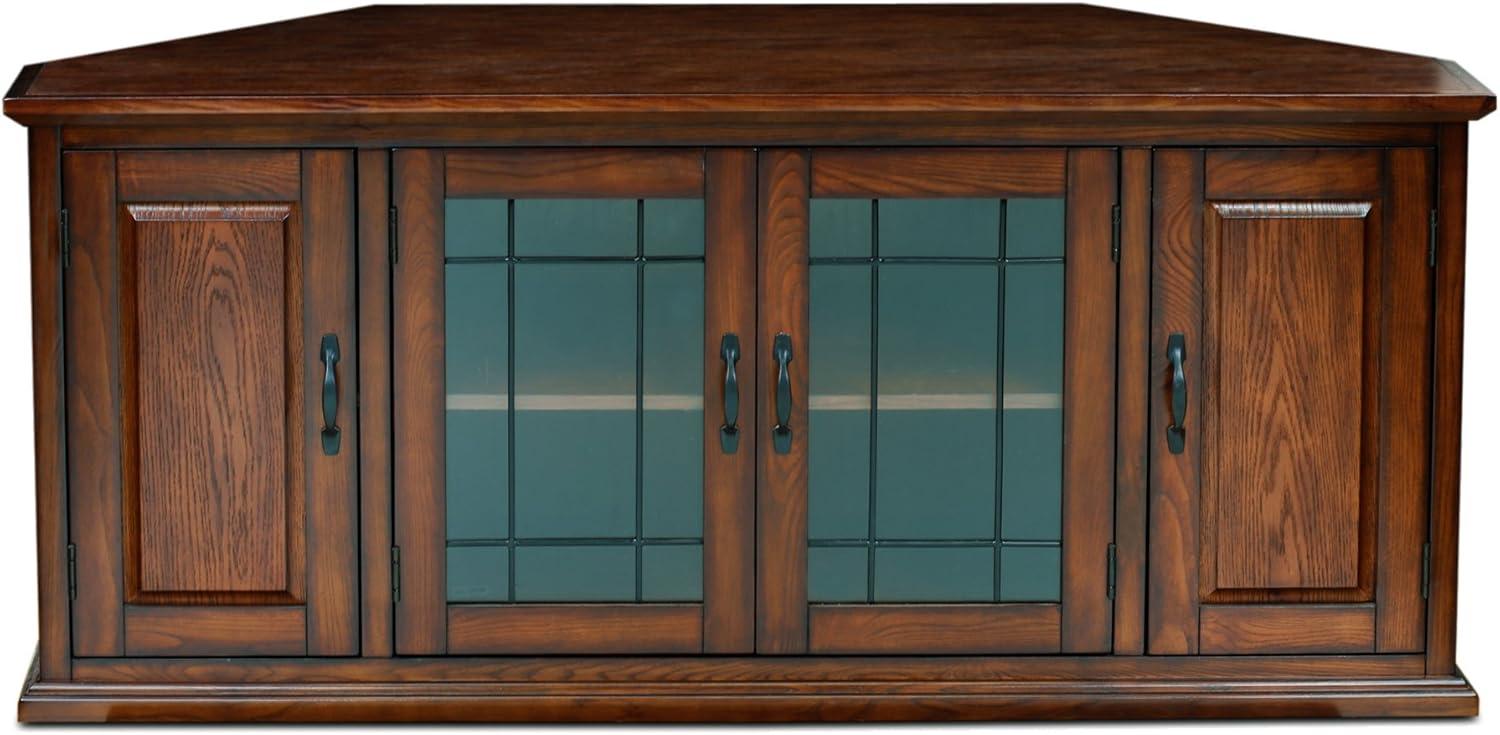 image:imageLeick Home 82285 Mission Corner TV Stand Made from Solid Wood One Door and Adjustable Shelf for 50 TVs Mission OakBurnished Oak Black