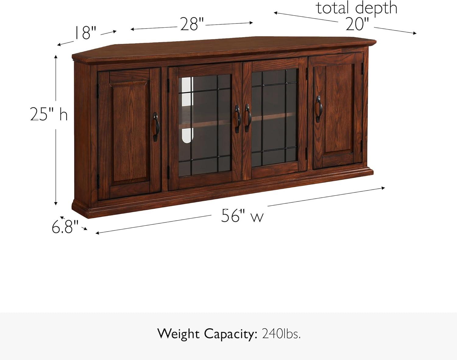 image:imageLeick Home 82285 Mission Corner TV Stand Made from Solid Wood One Door and Adjustable Shelf for 50 TVs Mission OakBurnished Oak Black